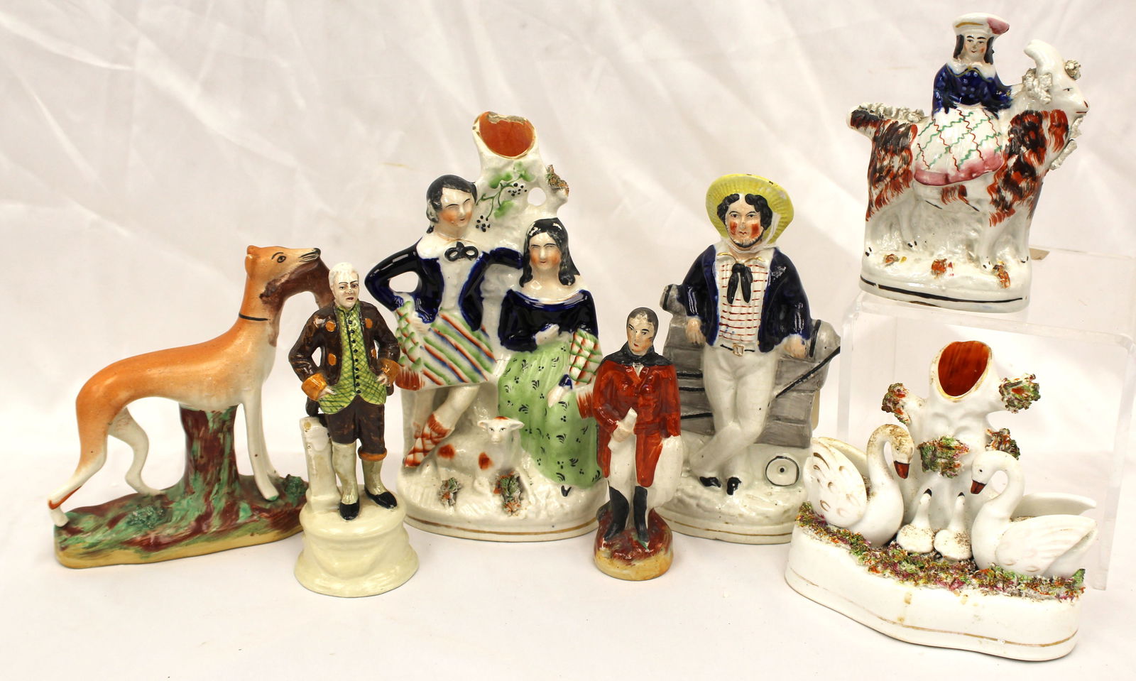 Lot of 7 antique Staffordshire figurines - 5" - 8" tall (1 of 7)