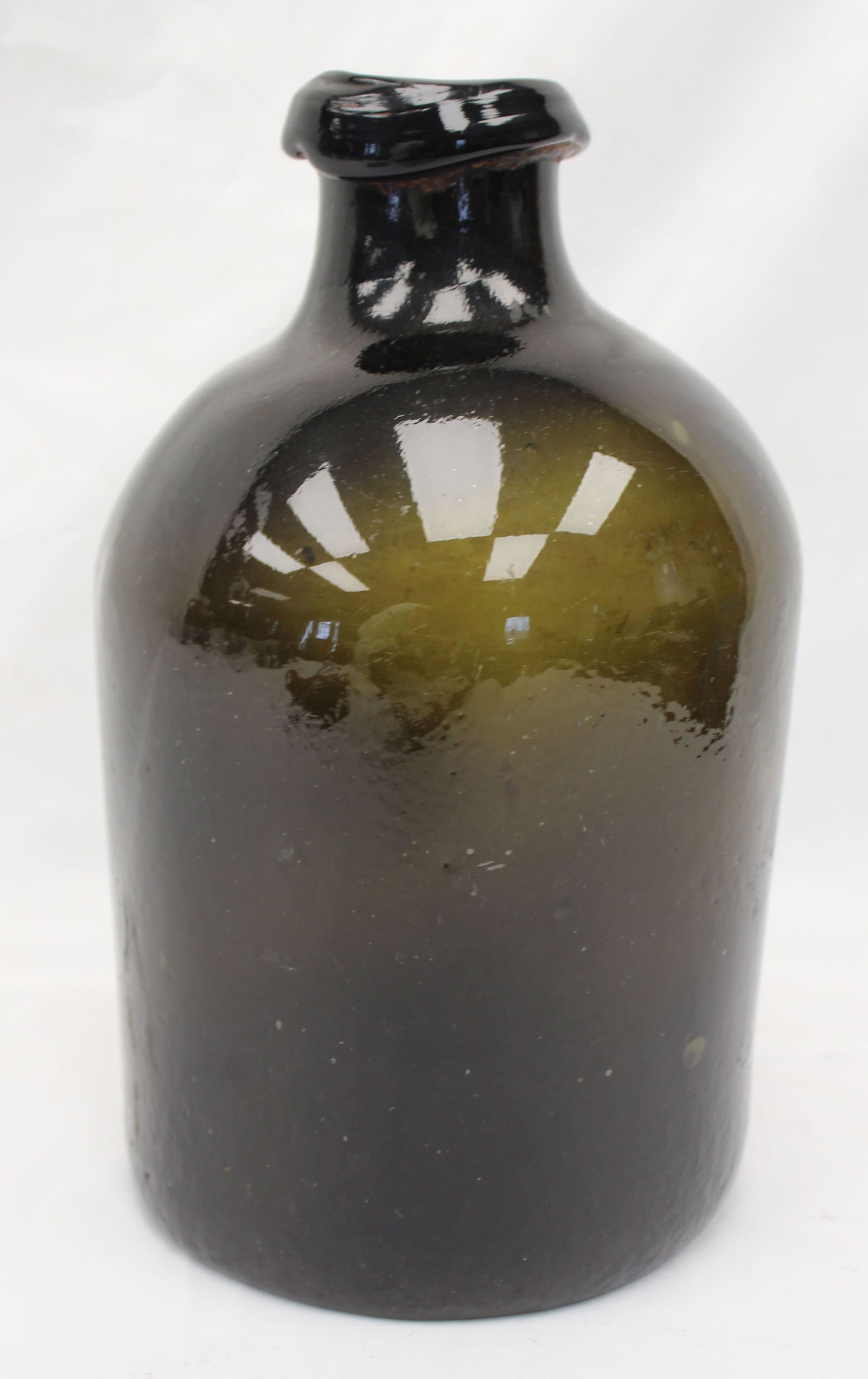 Early deep olive green/ black glass bottle - 9 3/4" tall (1 of 5)
