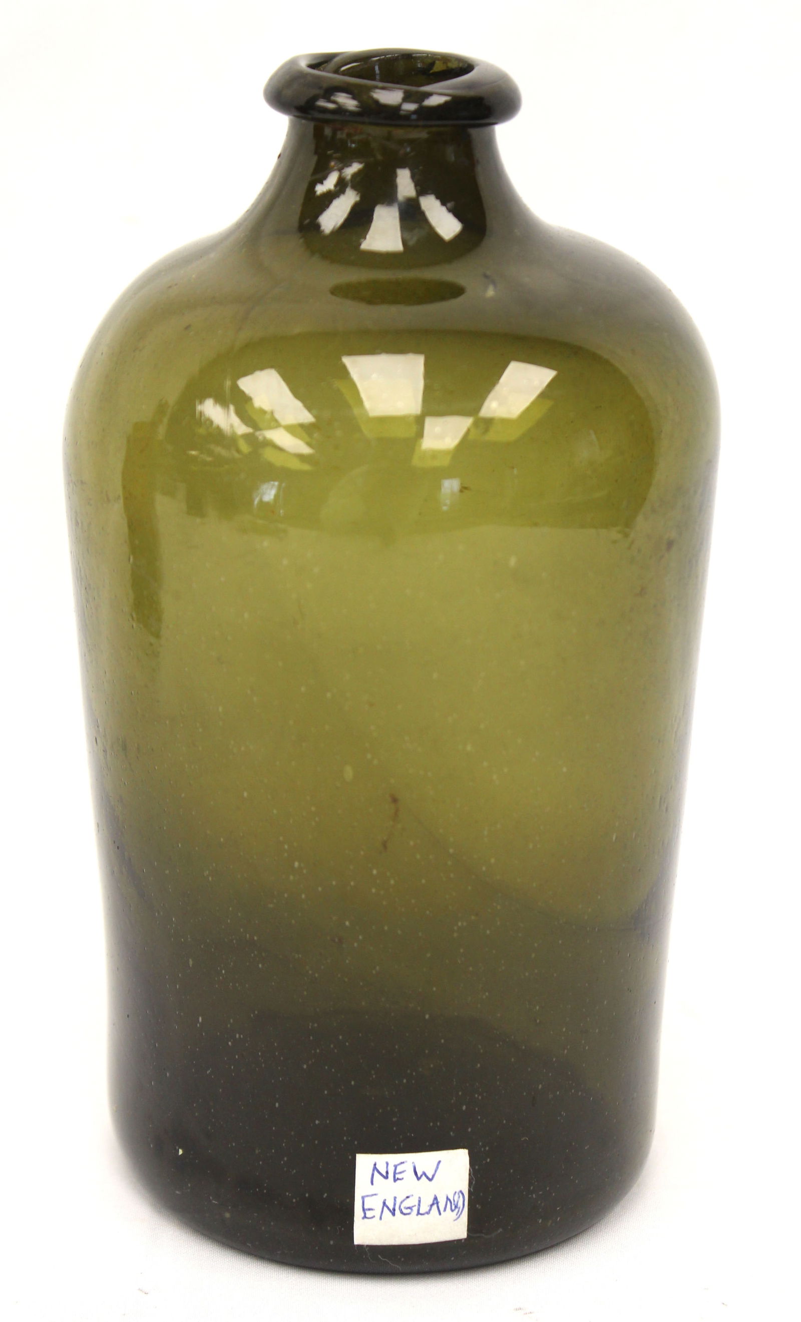 Early green glass bottle - 7 1/2" tall (1 of 4)