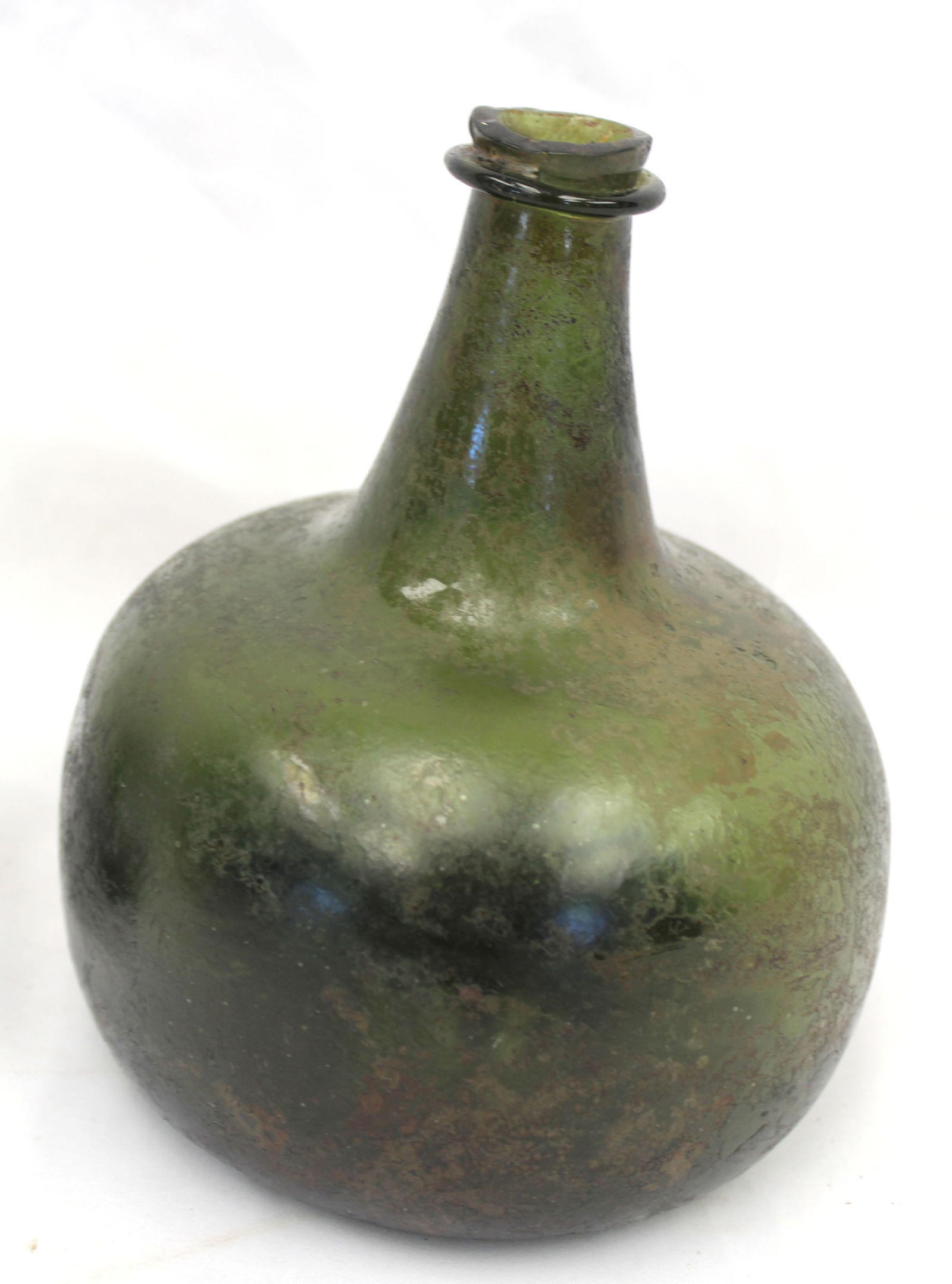 Early green glass bottle - 6 1/2" tall (1 of 5)