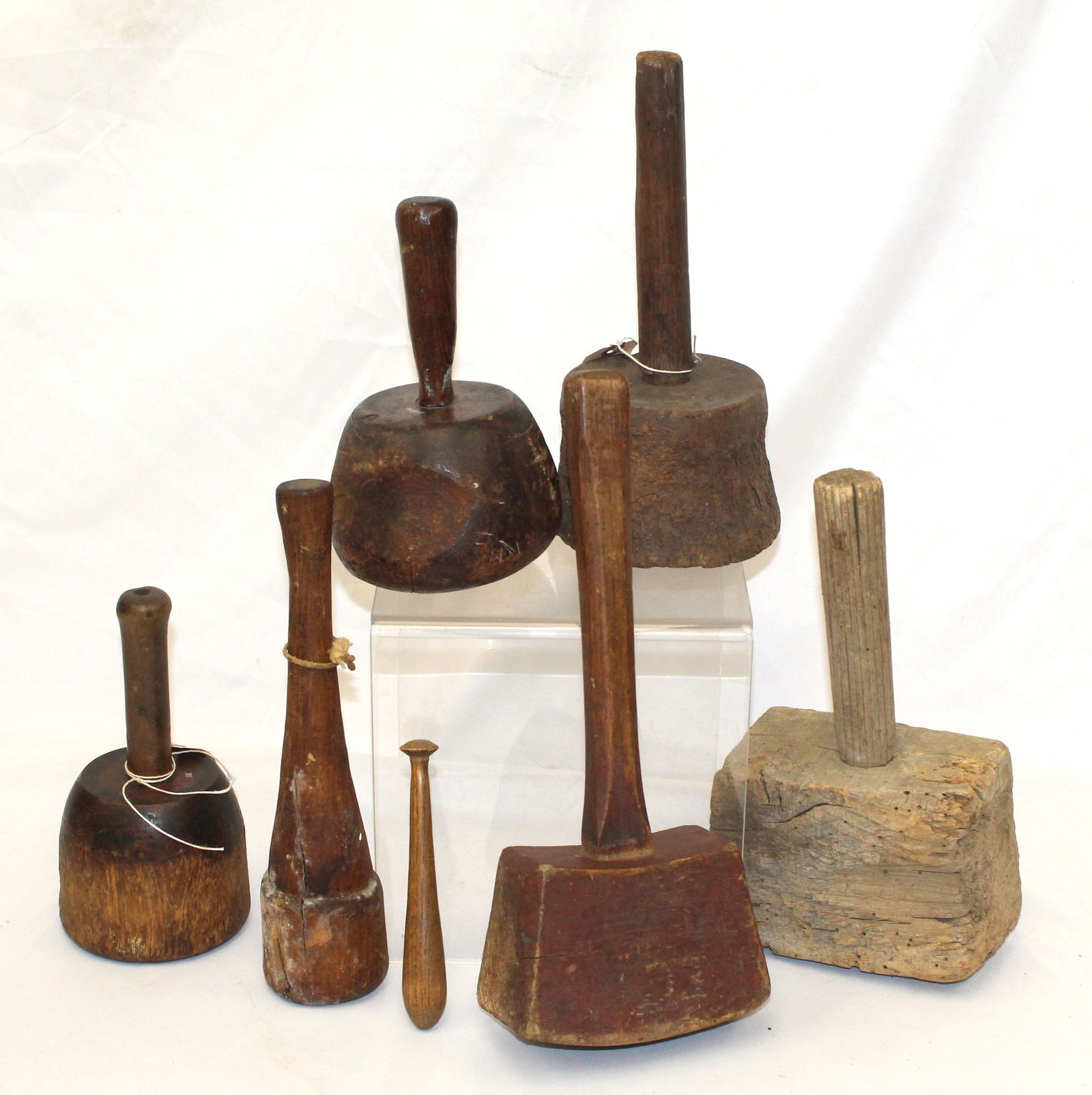 Lot of 7 wooden mashers/mallets/pestle, etc - 5 1/2" - 12 1/2" (1 of 5)