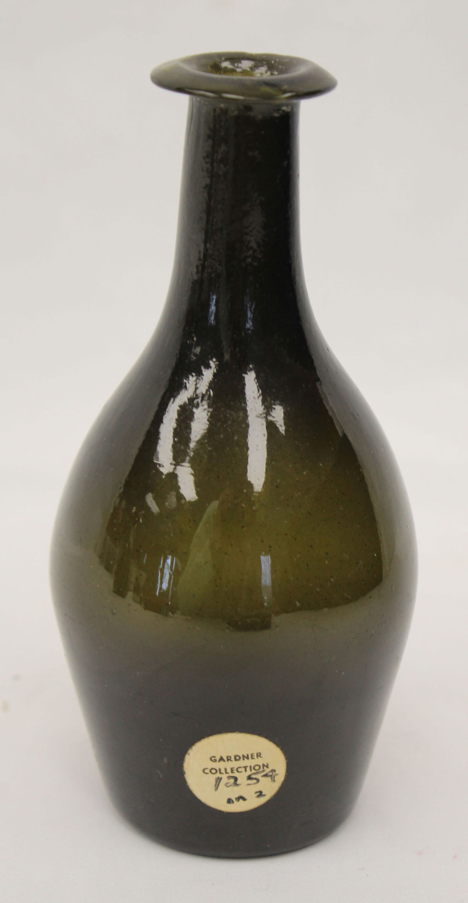Early olive green glass bottle - 5 3/4" tall: Early olive green glass bottle - 5 3/4" tall