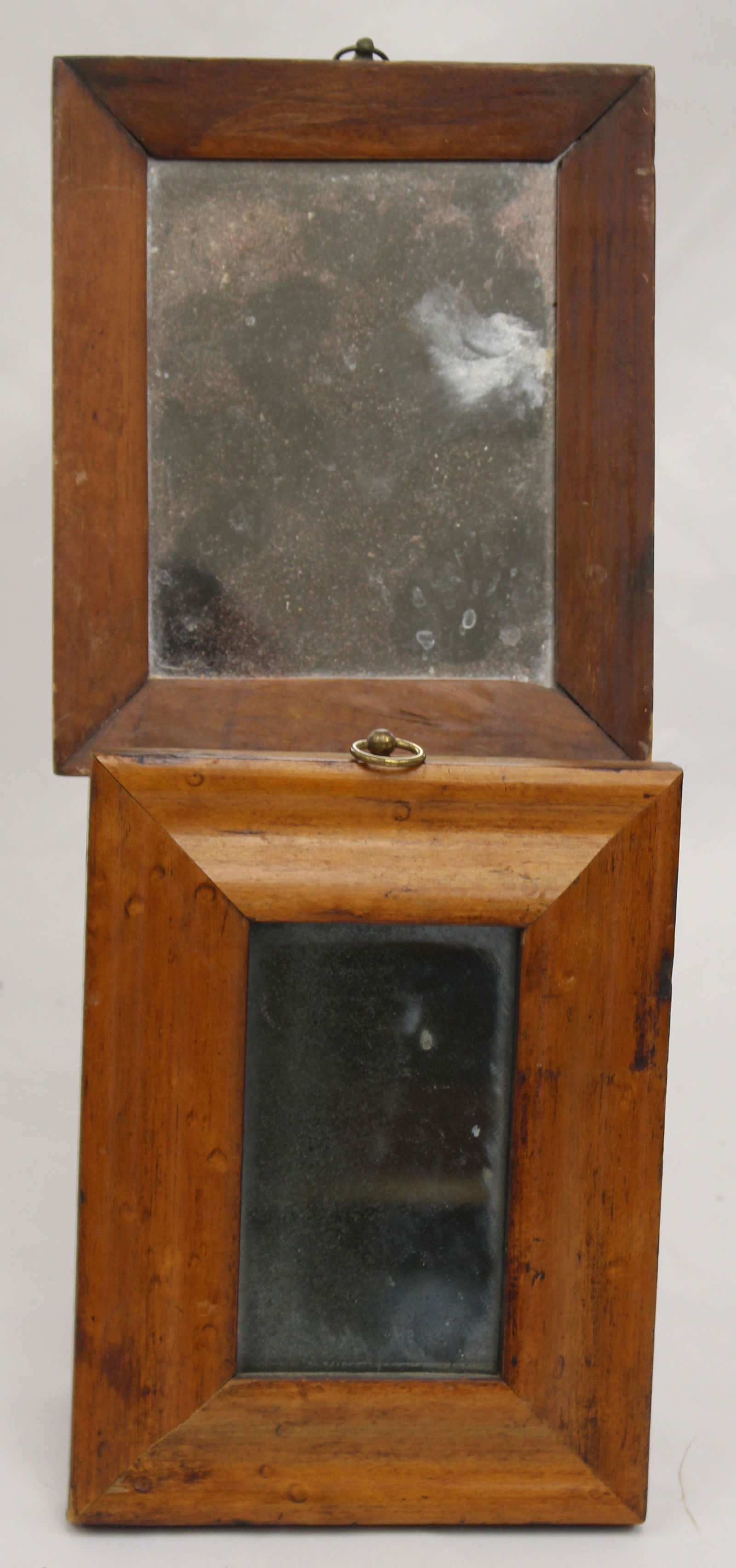 Lot of 2 wooden framed mirrors - 6"x5" & 7 1/4"x5 1/4" (1 of 5)