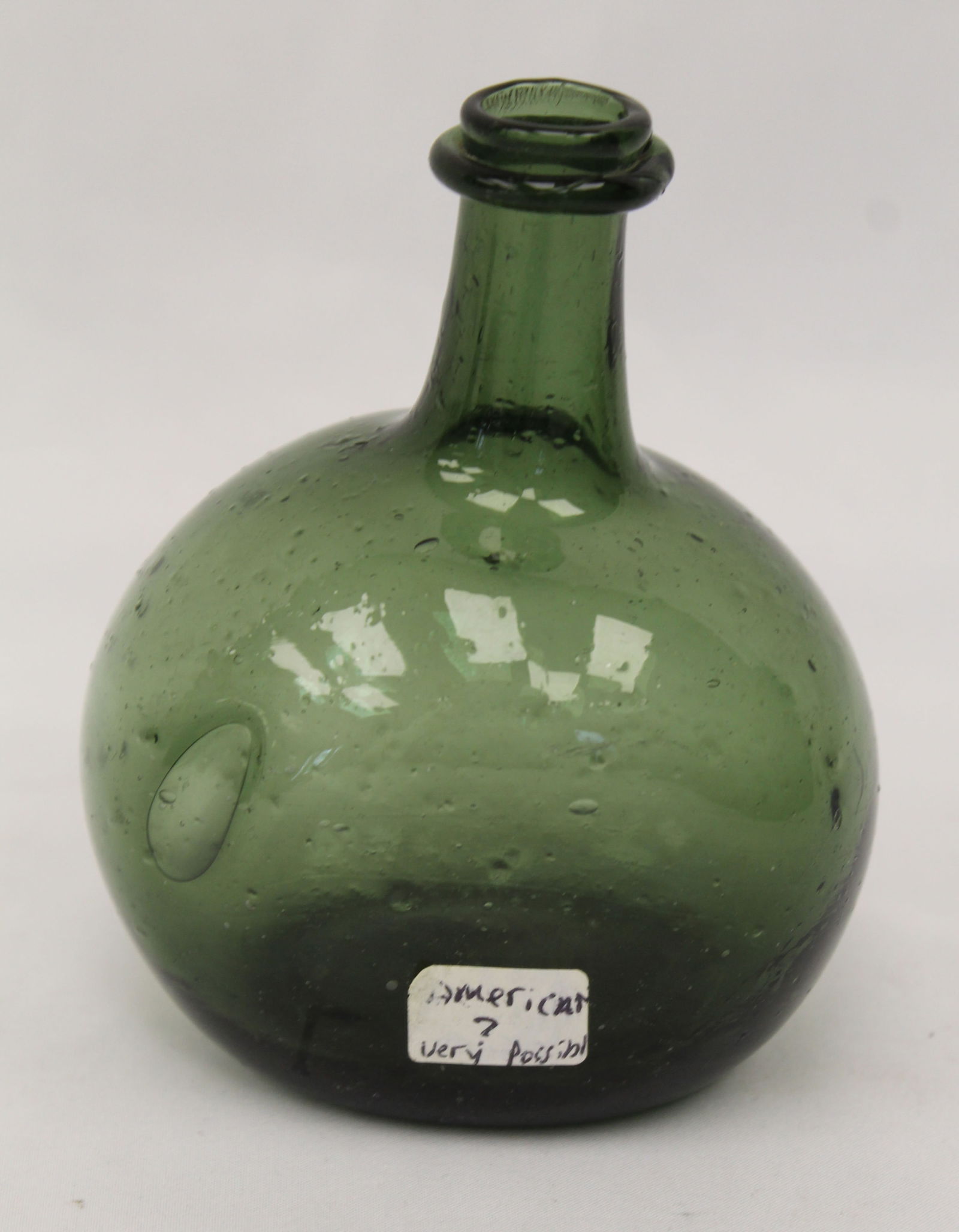Early green glass small bottle - 4 1/2" tall (1 of 6)