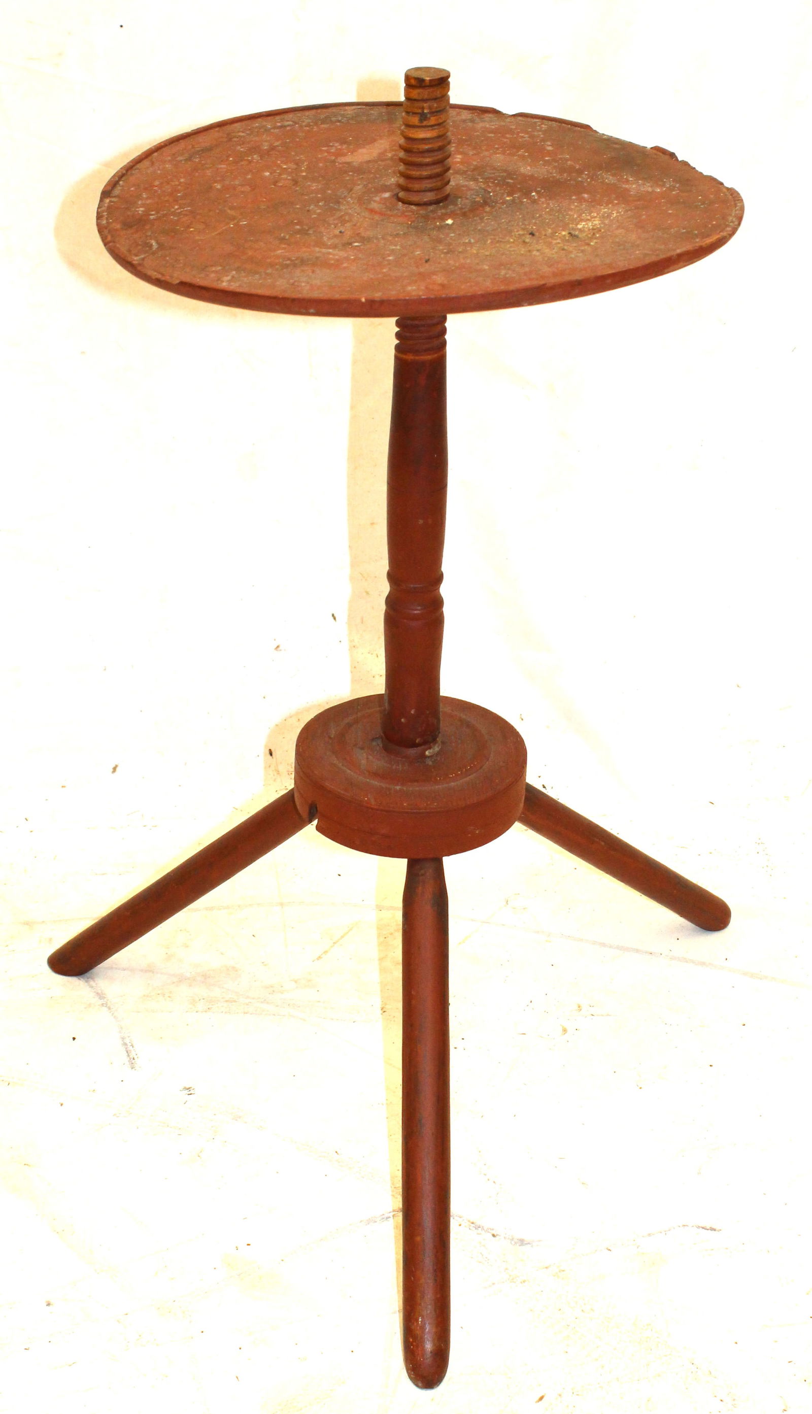 Adjustable candlestand signed on underside of lid W. Graffam - 25" tall x 14" diam: Adjustable candlestand signed on underside of lid W. Graffam - 25" tall x 14" diam