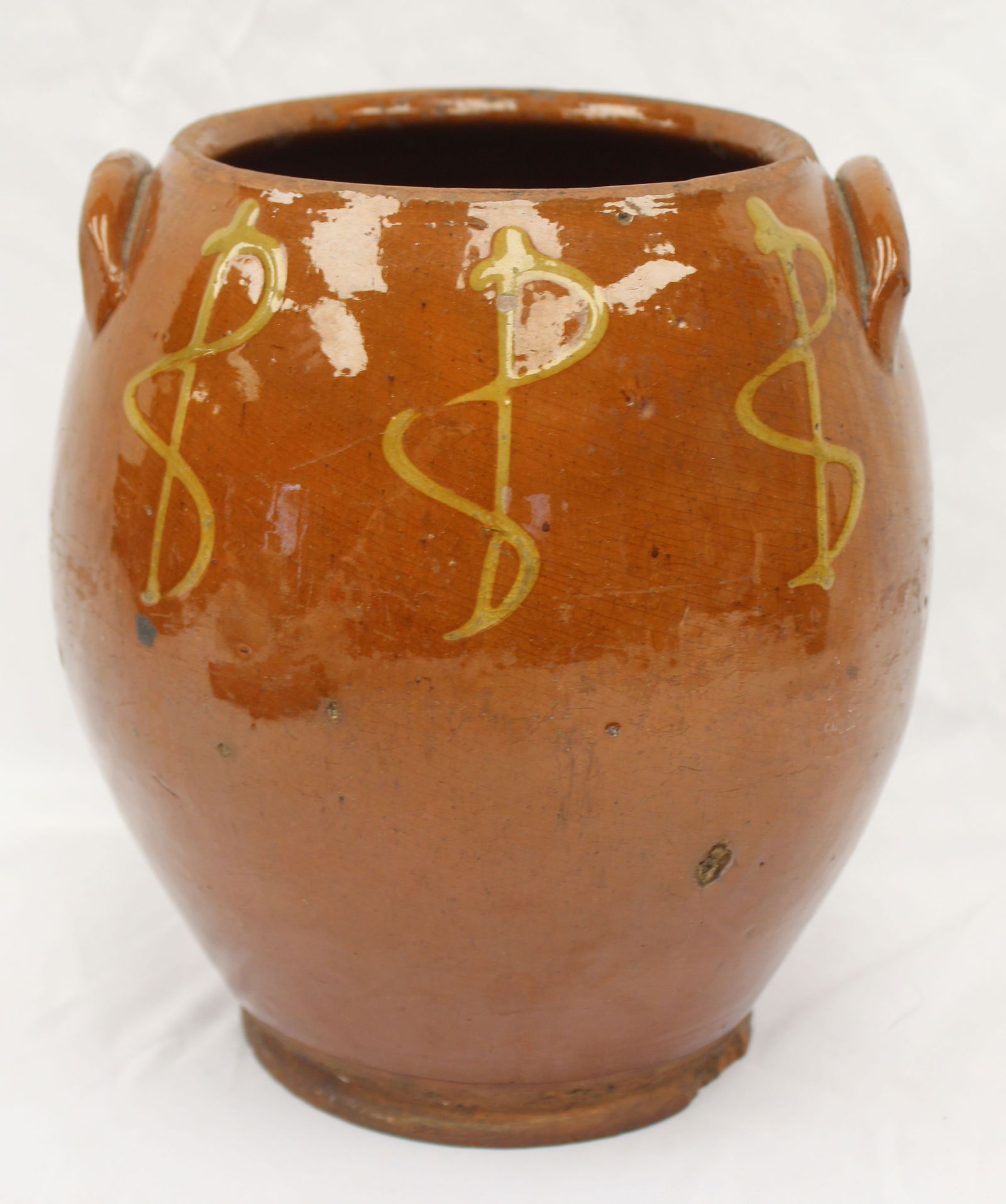 Antique redware slip dec jar - 9 1/2" tall (1 of 5)