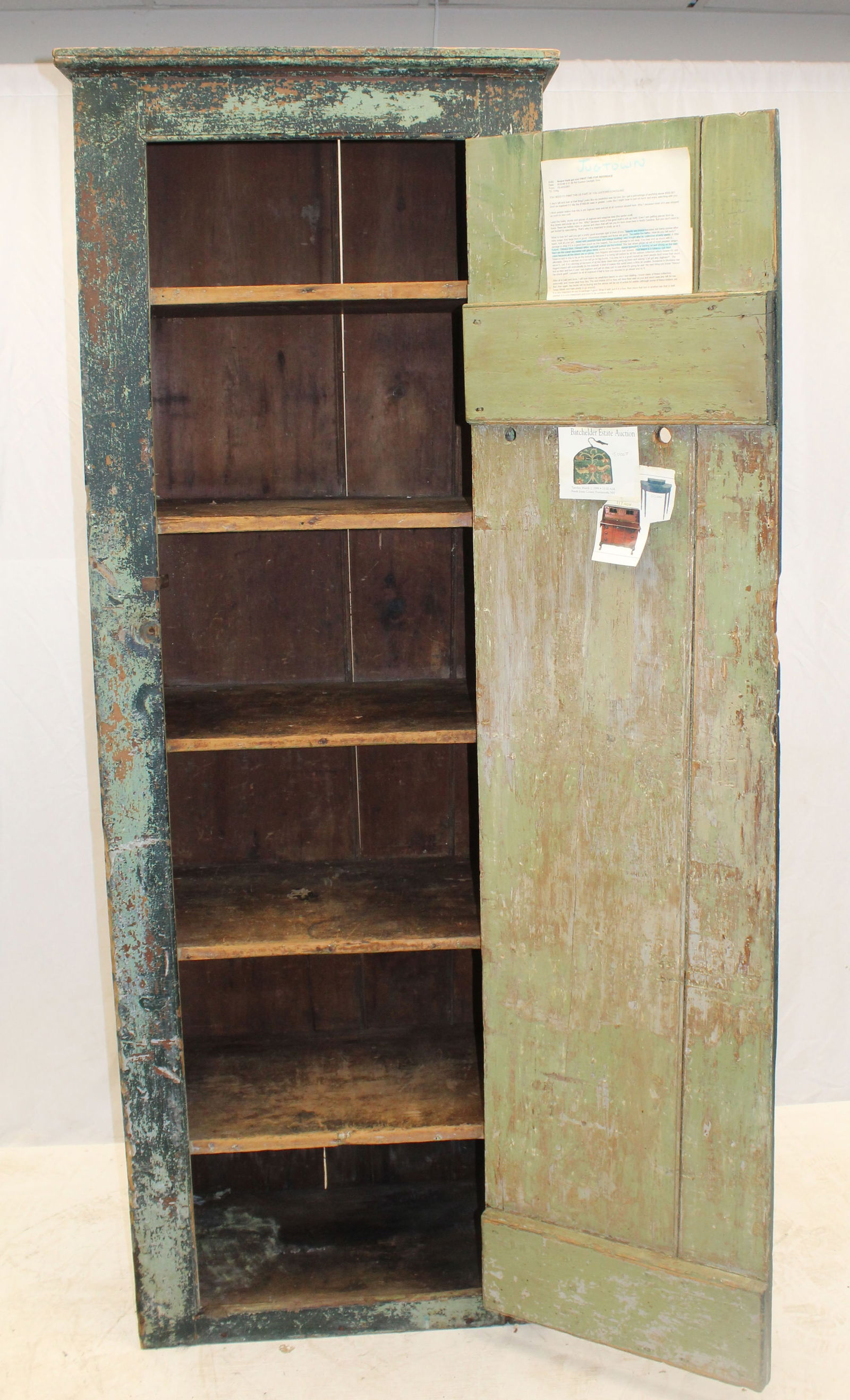 late 18thC/ early 19thC chimney cupboard w crusty paint history - 79_ tall x 28" wide x 17" deep (1 of 8)