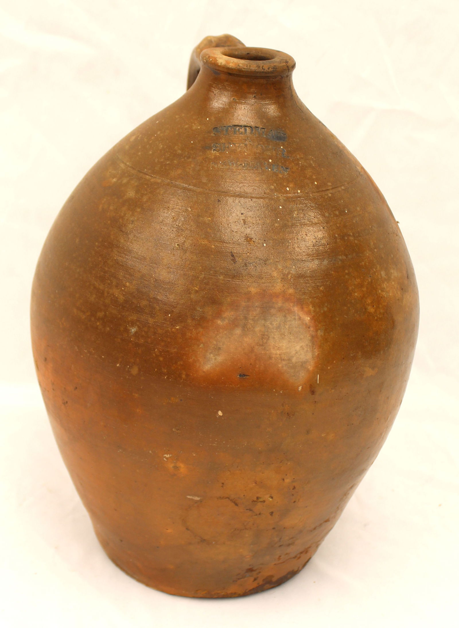 Antique Stedman & Seymour New Haven stoneware ovoid jug - 14" tall (1 of 8)