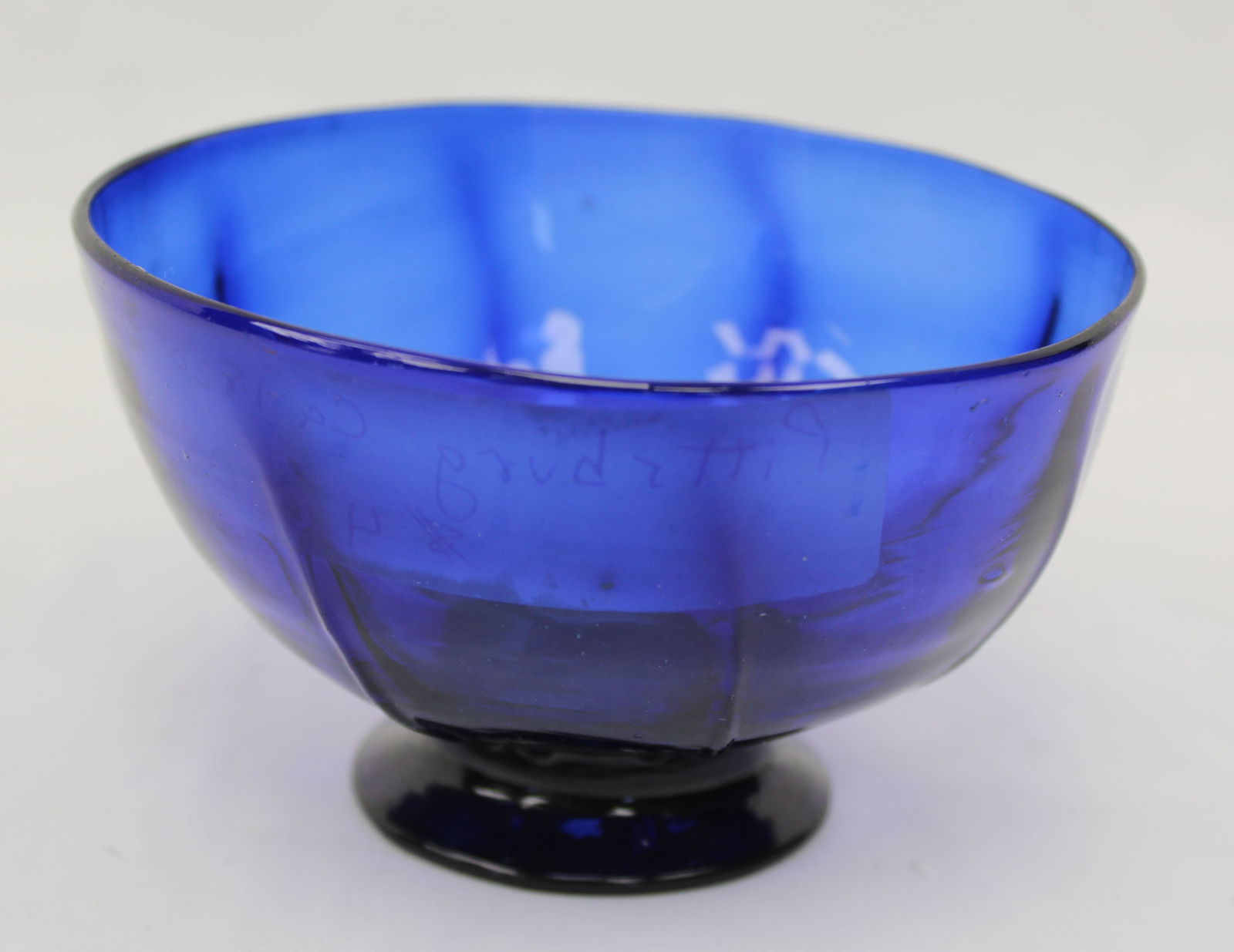 Early cobalt glass bowl - 2" x 5" diam: Early cobalt glass bowl - 2" x 5" diam