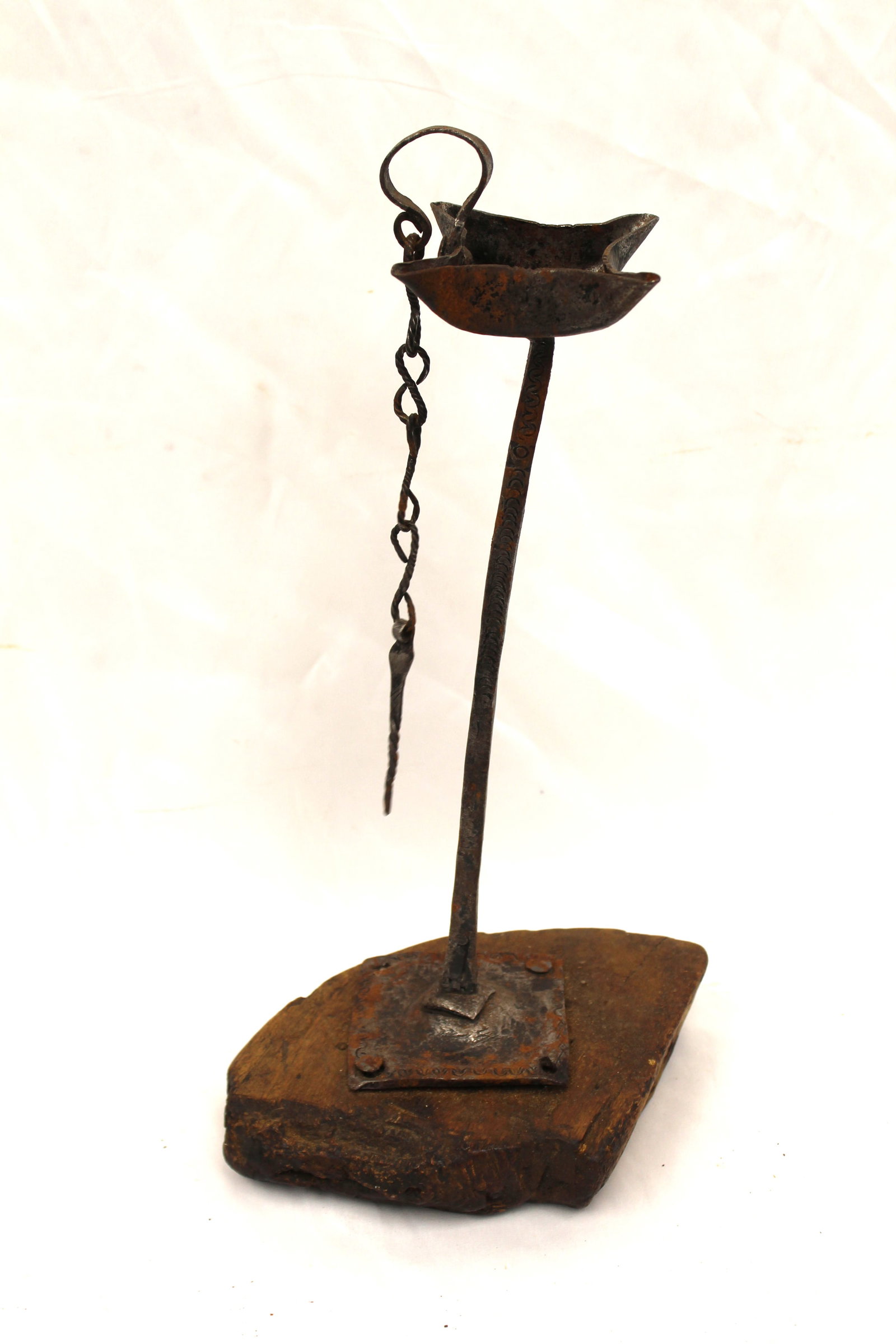 Antique iron lighting device - 15" tall: Antique iron lighting device - 15" tall