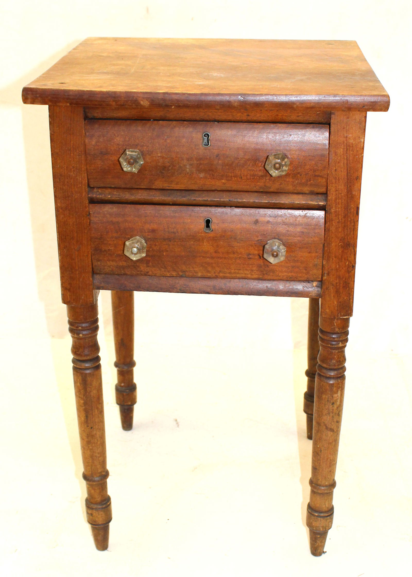 Country Sheraton 2 dr side table - 29" tall x 17 1/2" square top (1 of 5)