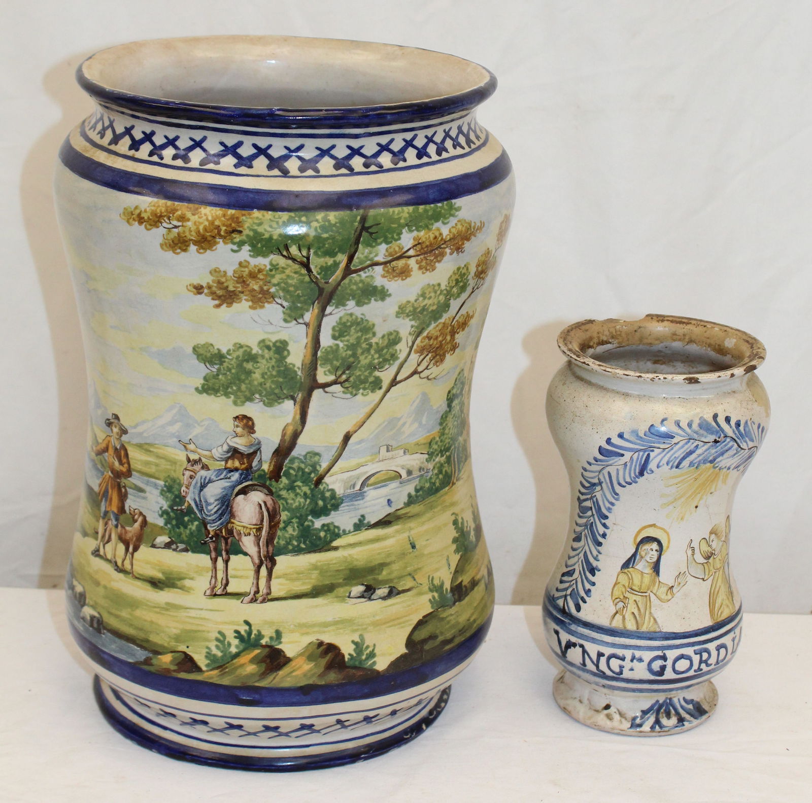 Lot of 2 antique Delft vases - 8" & 13" tall (1 of 12)