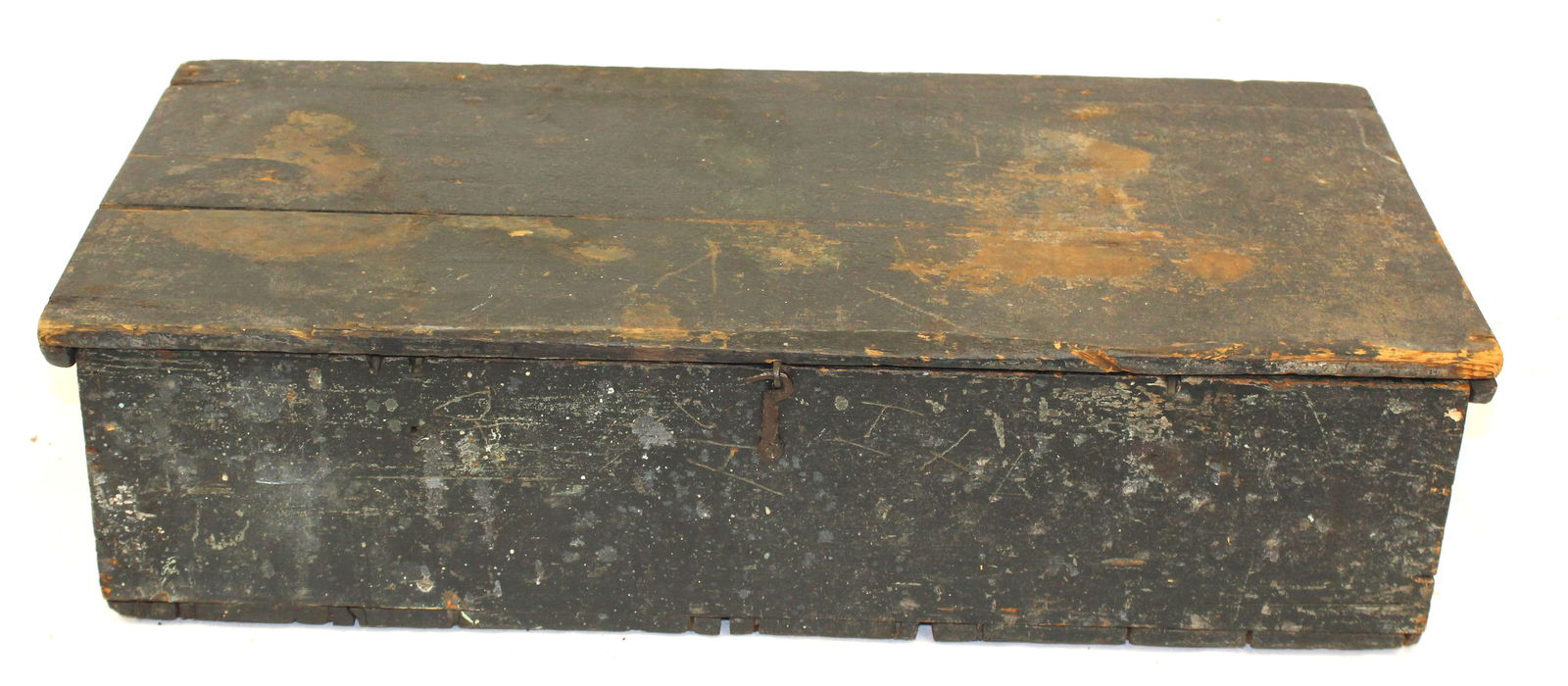 18thC lift top box in old paint - 6" tall x 24"x11 1/2": 18thC lift top box in old paint - 6" tall x 24"x11 1/2"