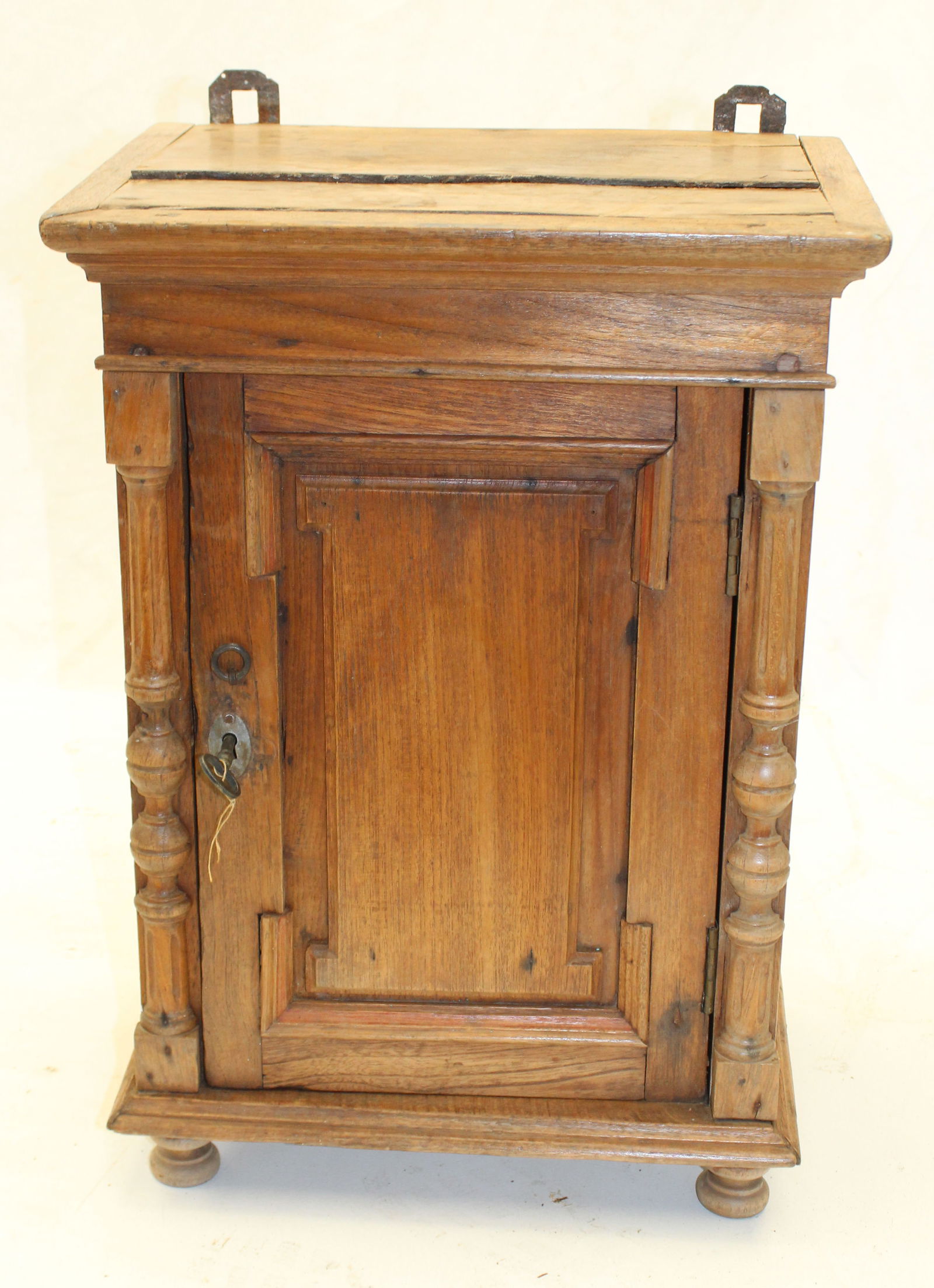 19thC table top or wall hanging cupboard - 22" tall x 15" x 10 1/2" (1 of 6)