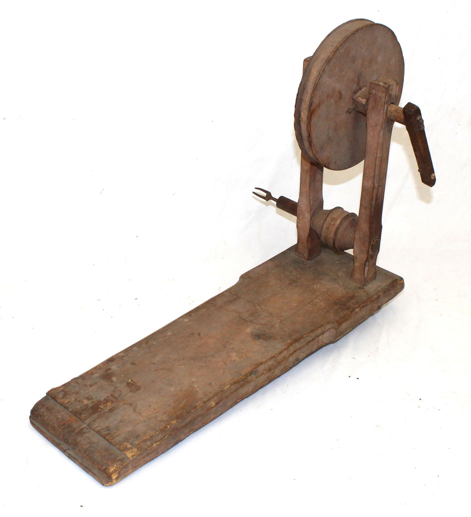 Antique apple peeler/corer in salmon paint - 11" tall x 22" long x 7" wide (1 of 4)