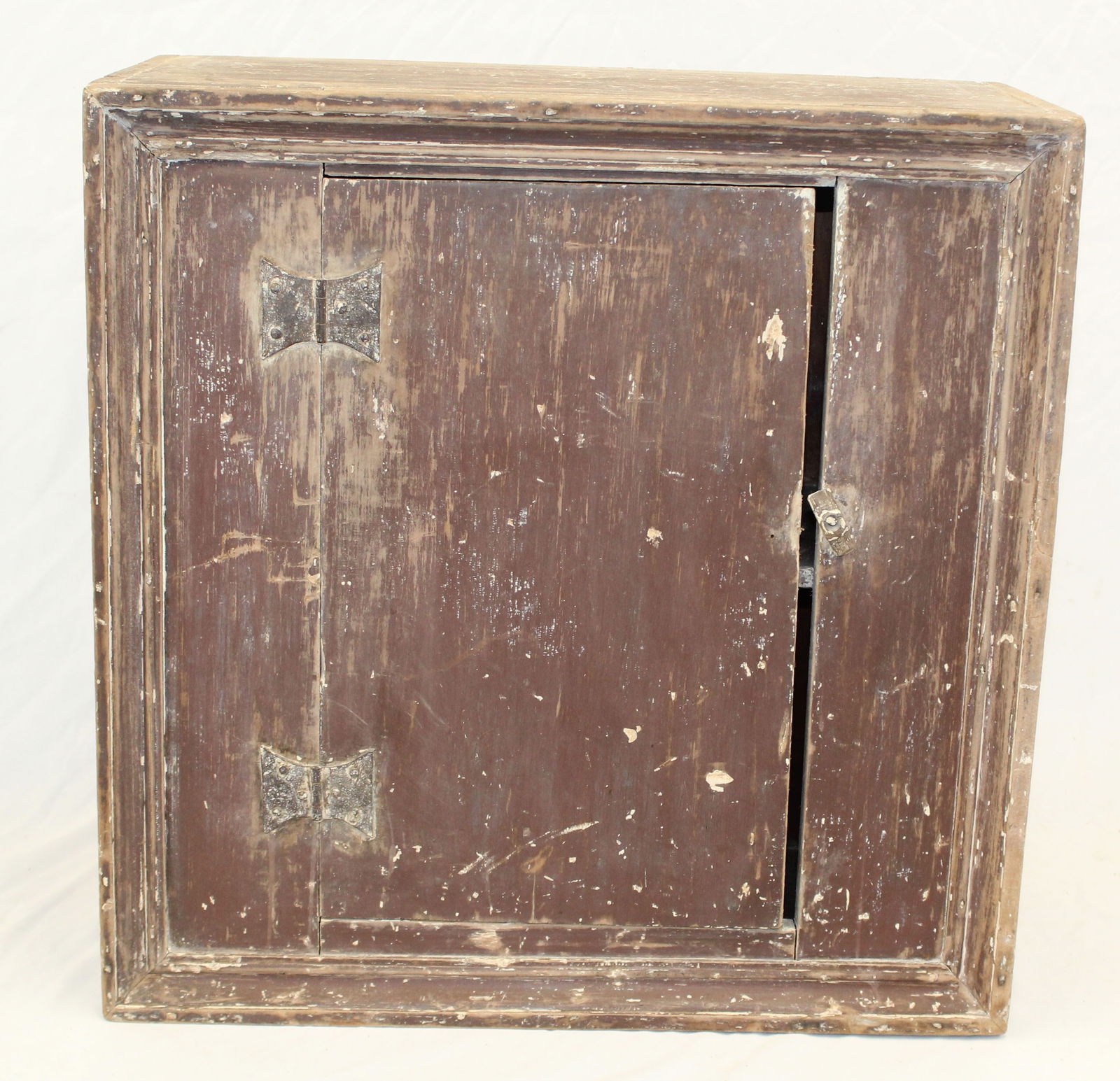 18thC wall cupboard w picture frame molding & butterfly hinges - 22" tall x 22" wide x 8 1/2" deep (1 of 8)