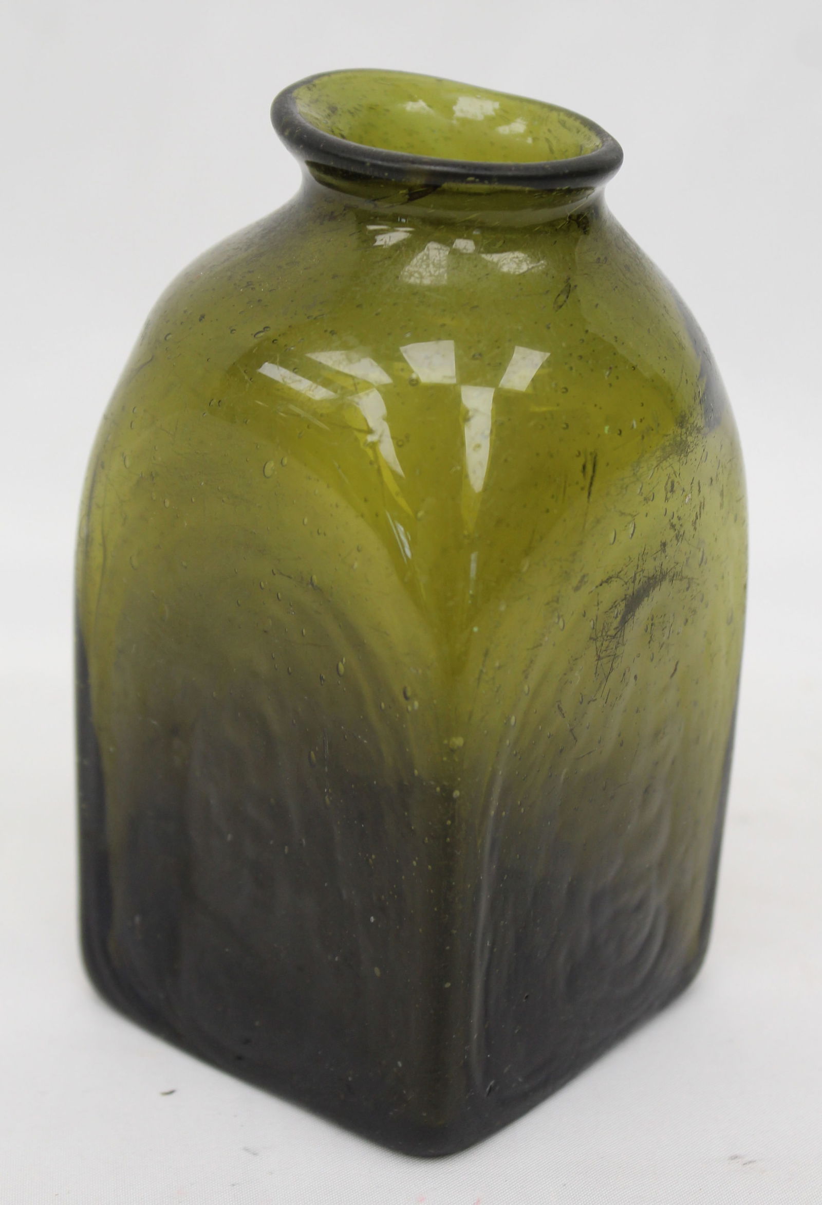 Early green glass bottle - 4 3/4" tall (1 of 5)