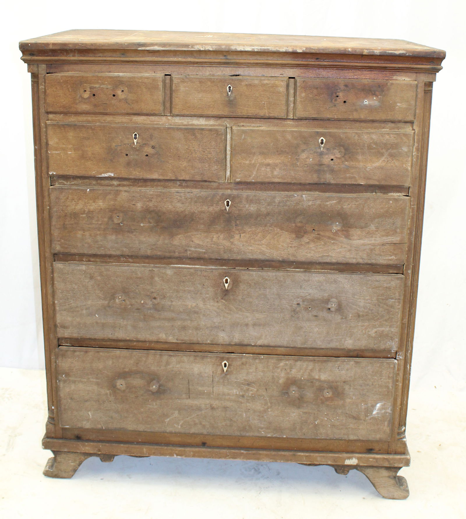 18thC 3 over 2 over 3 drawer PA tall chest w quarter columns - 49" tall x 41" wide x 21 1/2" deep (1 of 12)