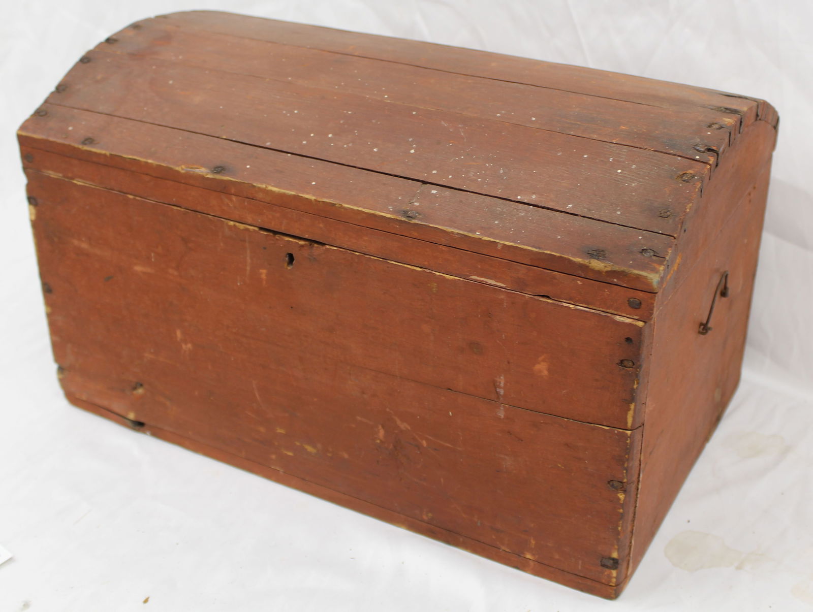 Antique dome top box in red paint - 10" tall x 16" wide x 10 1/2" deep (1 of 7)