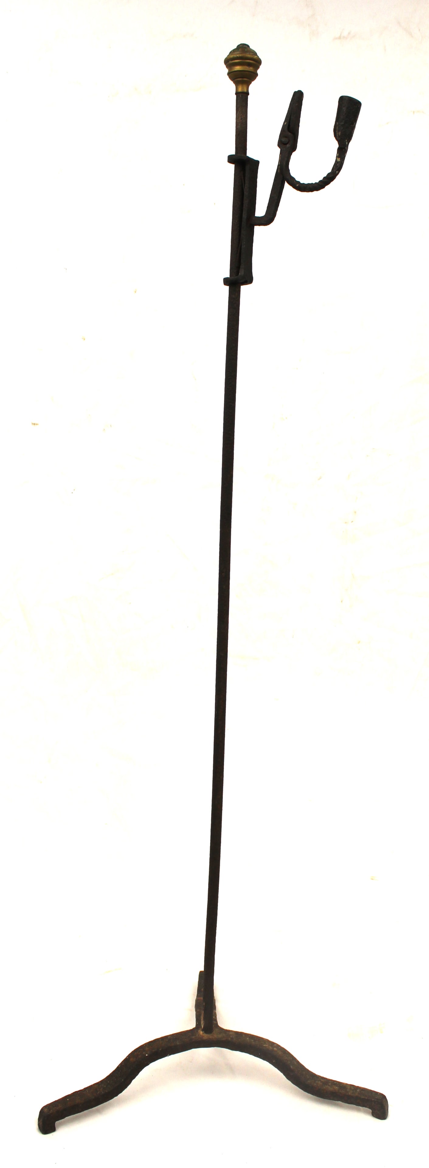 Antique iron floor standing adjustable candlestand - 47" tall (1 of 4)