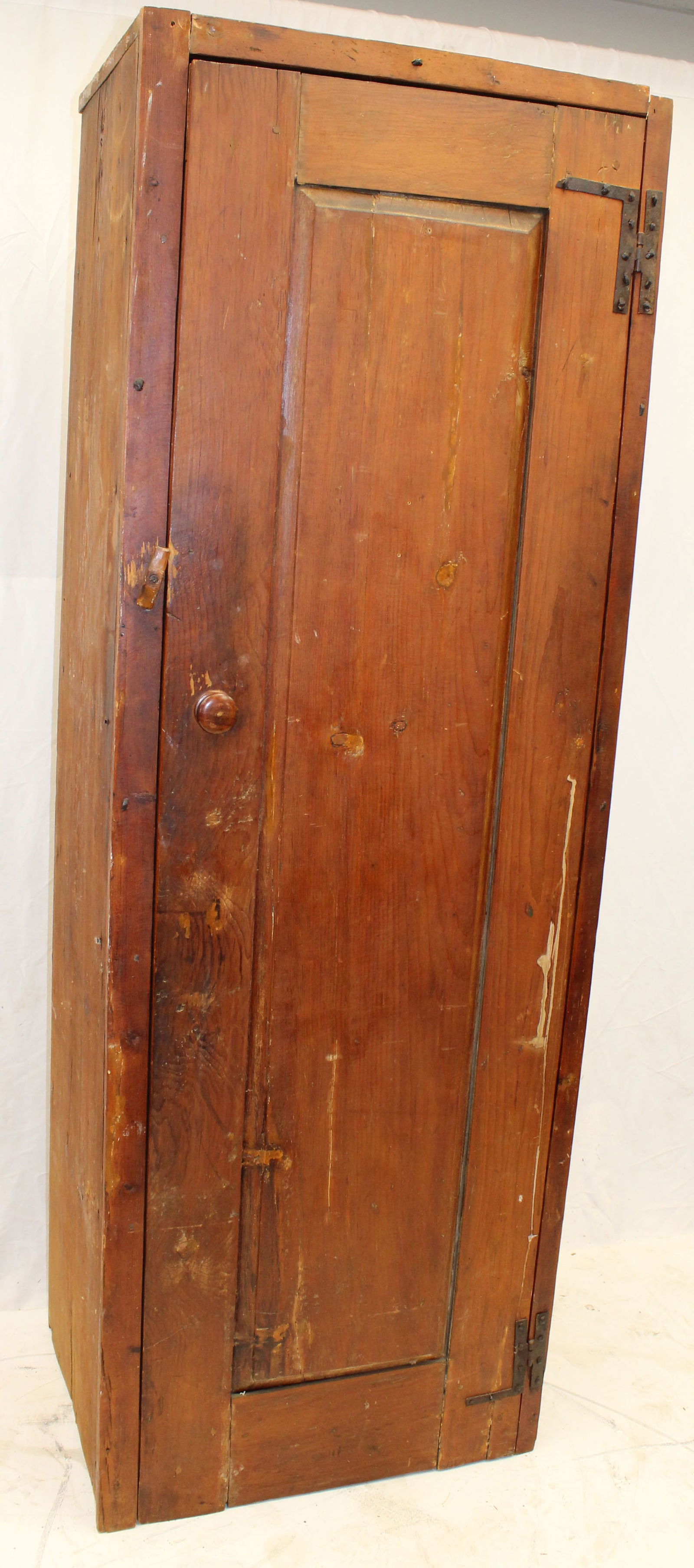 18thC raised panel built in chimney cupboard w H & L hinges - old refinish - 76" tall x 26" wide x (1 of 7)