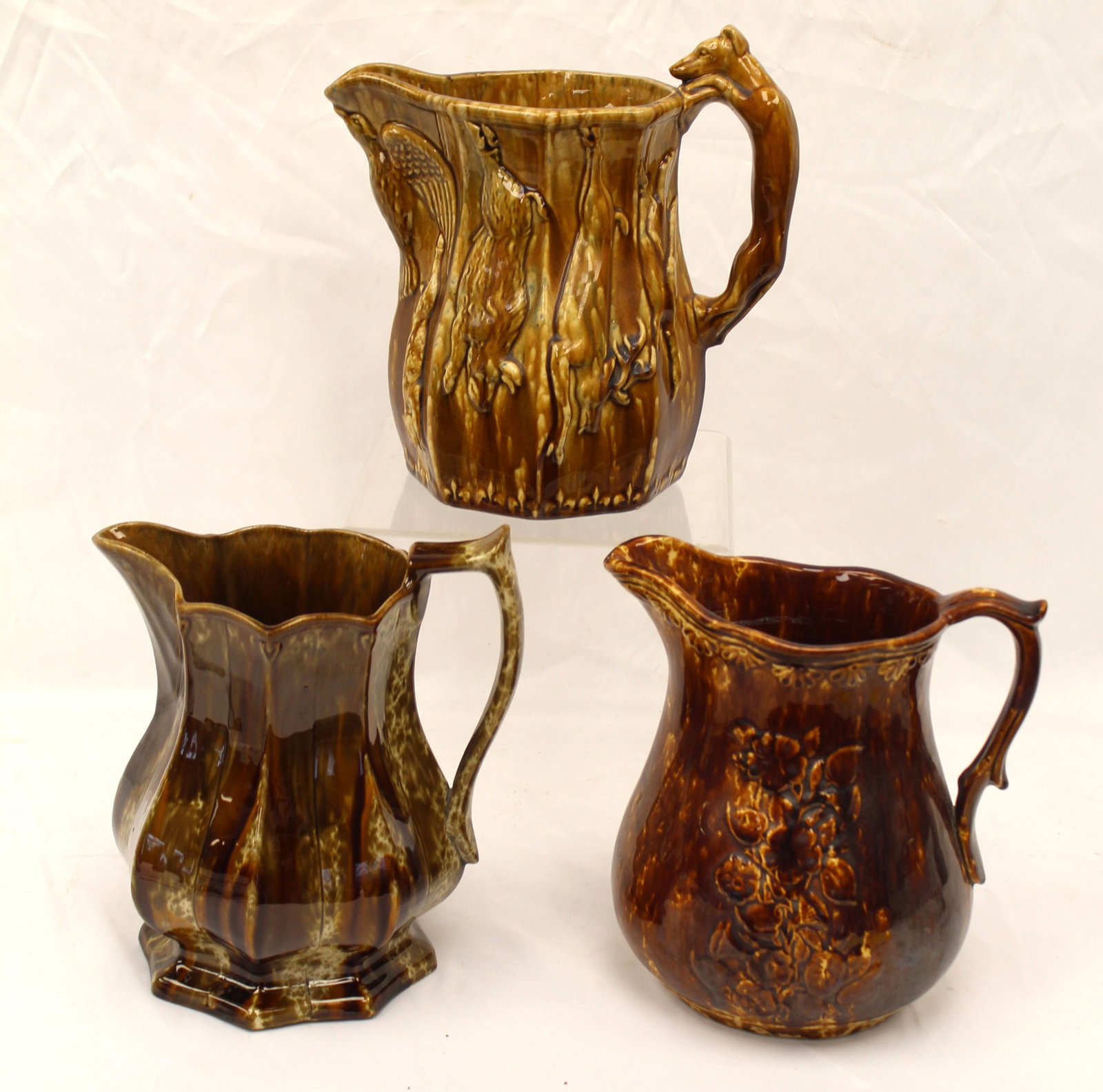 Lot of 3 Bennington pitchers - 9 1/2" - 10 1/2" tall: Lot of 3 Bennington pitchers - 9 1/2" - 10 1/2" tall