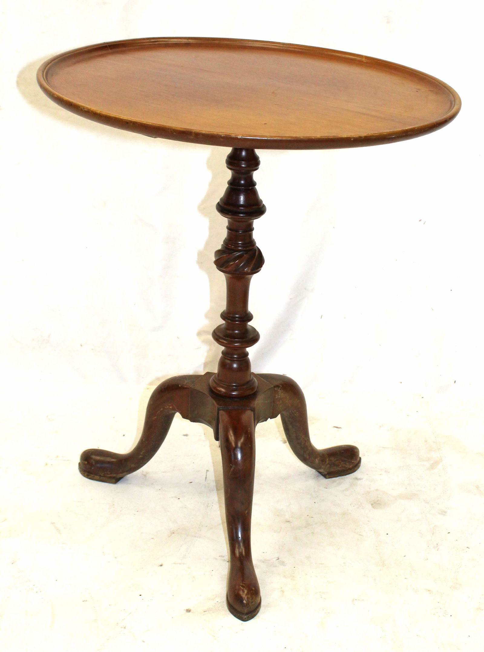19thC dish top candlestand - 25 1/2" tall x 21 1/4" diam (1 of 6)