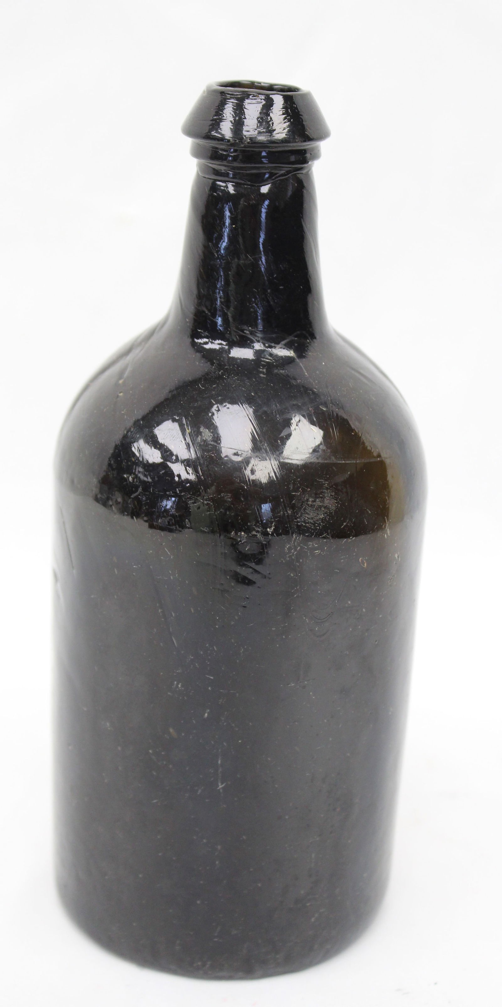 Early deep amber "black" glass bottle - 7 1/2" tall: Early deep amber "black" glass bottle - 7 1/2" tall