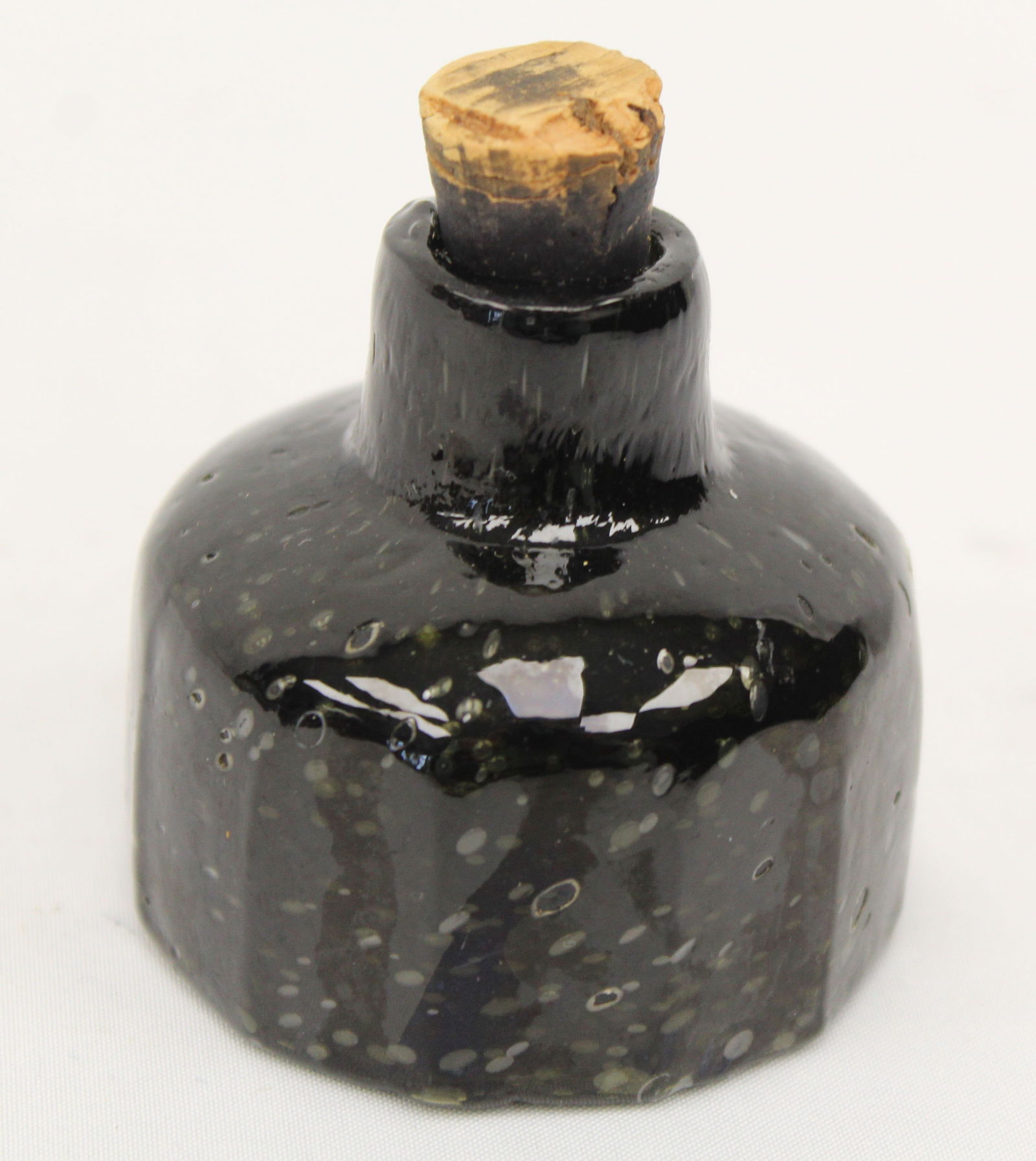 Early deep amber "black" glass ink - 2" tall (1 of 5)