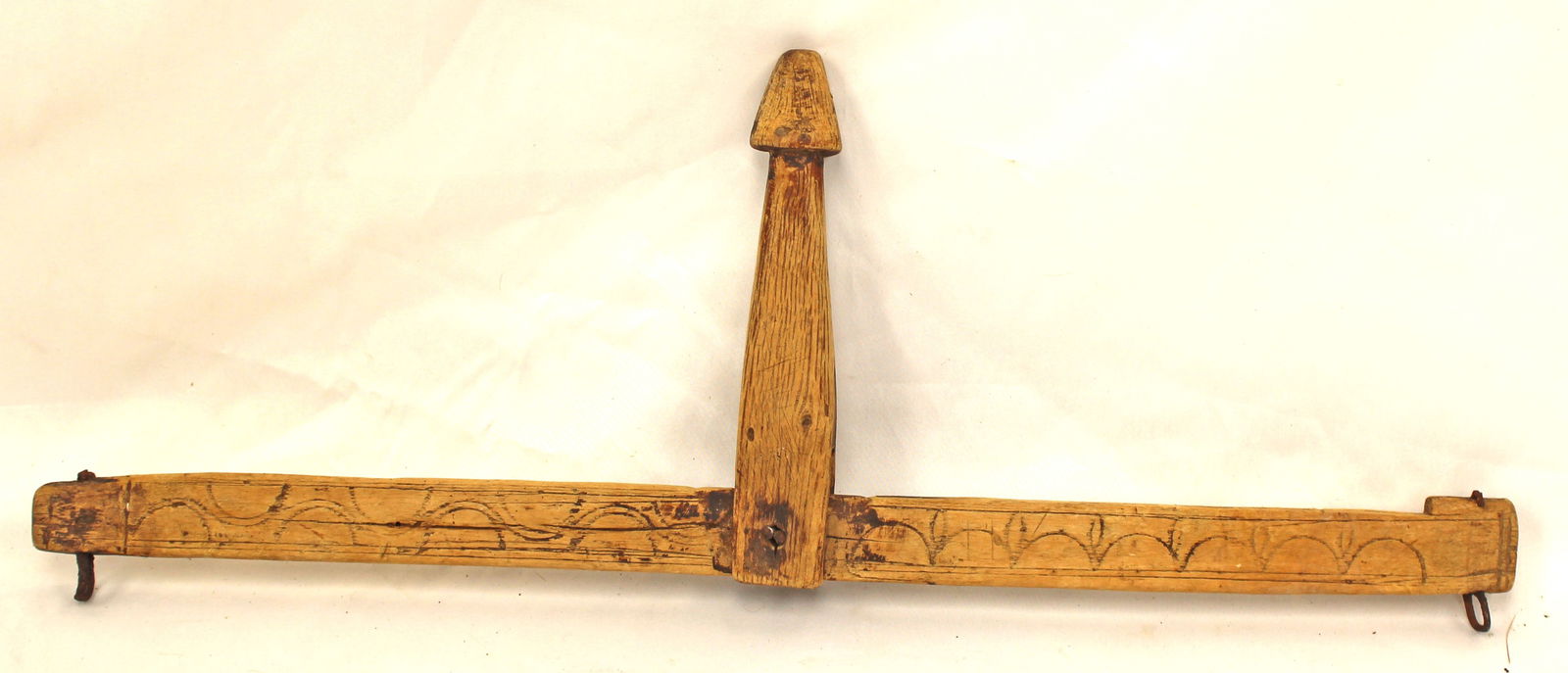 Antique carved wooden hanging scale (top only) - 20" x 7 1/2": Antique carved wooden hanging scale (top only) - 20" x 7 1/2"