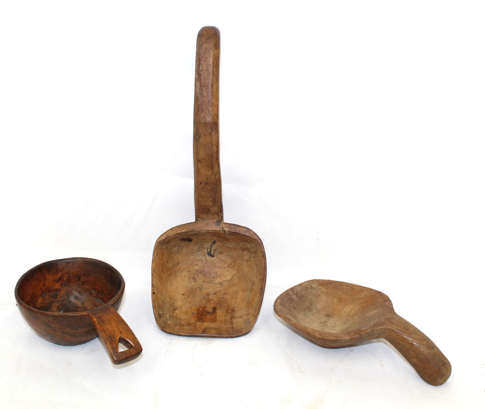 Lot of 3 wooden scoops - 5 1/2" - 11 1/2" (1 of 6)