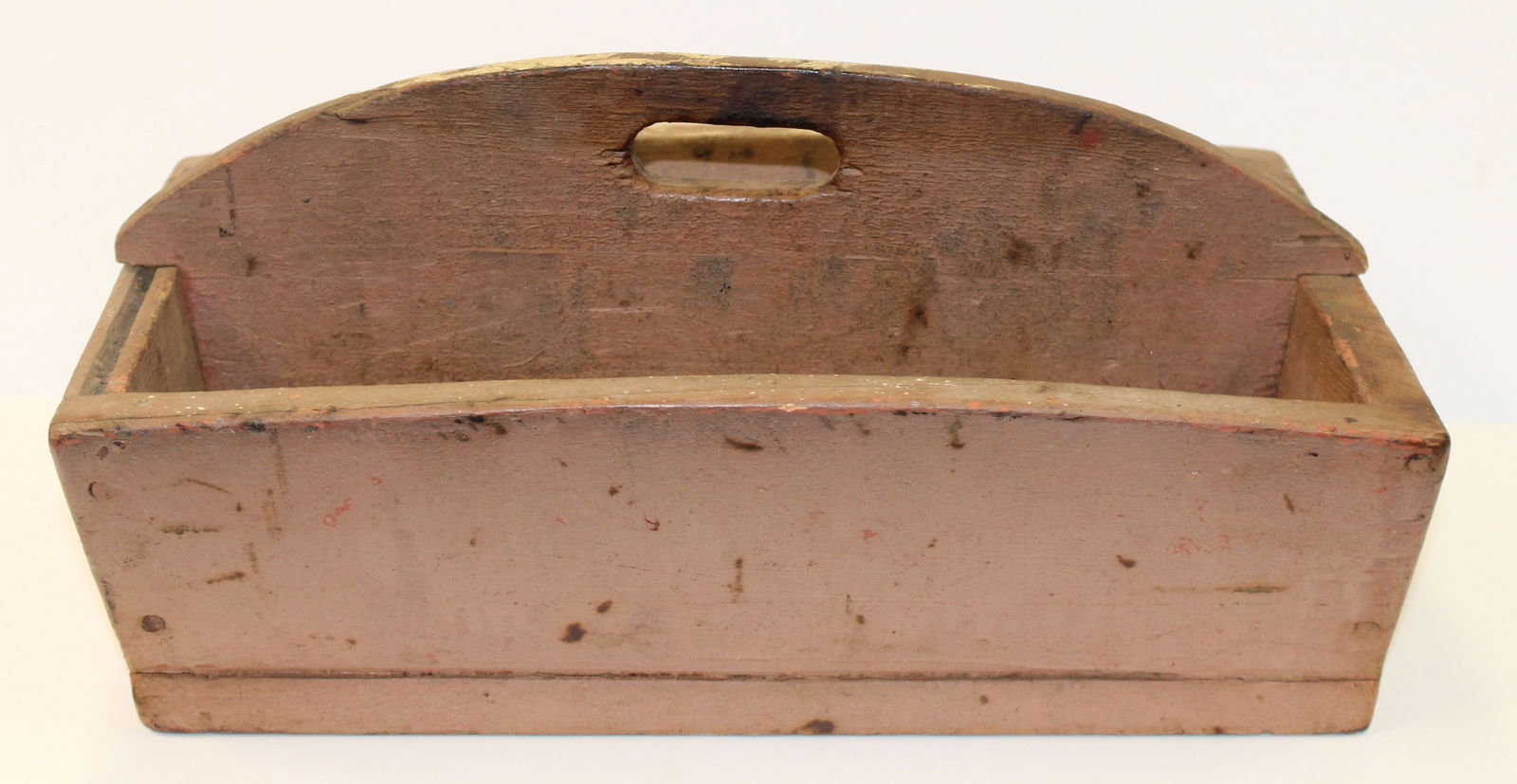 Antique wooden utility carrier in mulberry paint - 6" tall x 14"x9" (1 of 5)