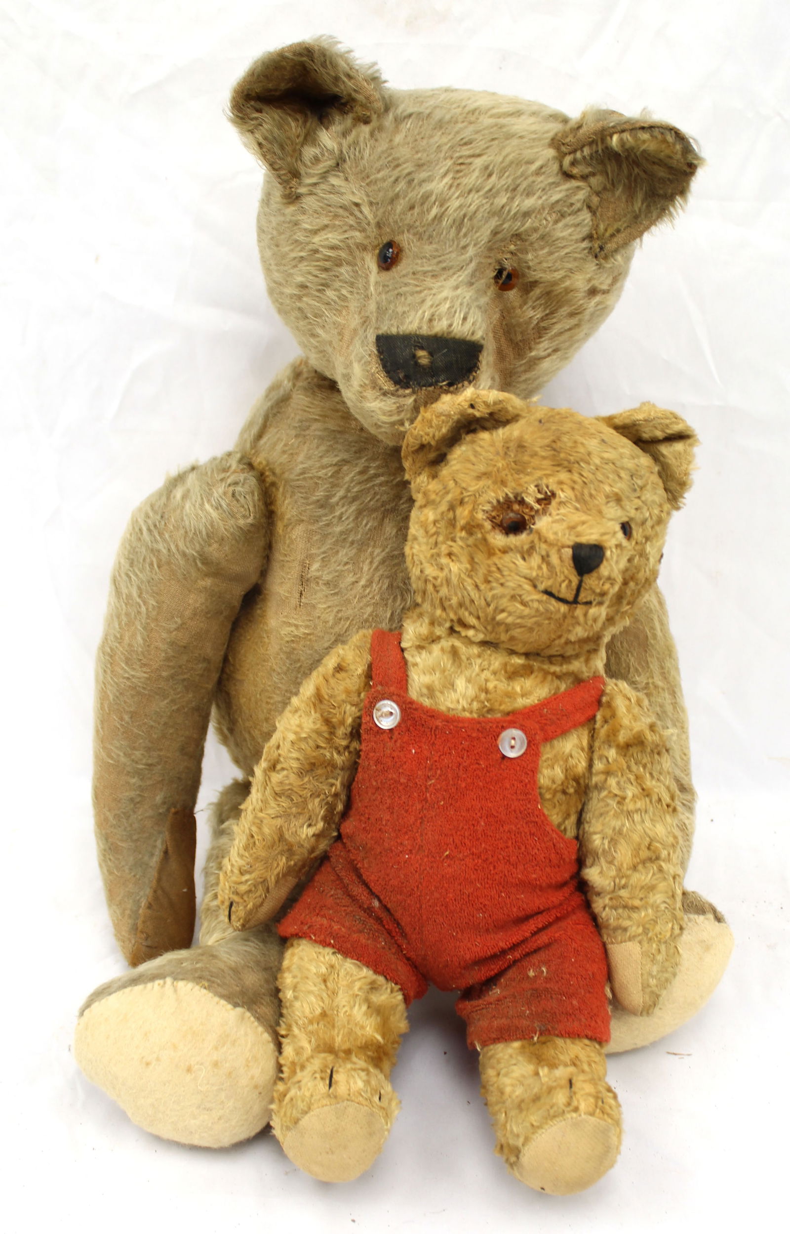 Lot of 2 antique teddy bears - 29" & 14" tall: Lot of 2 antique teddy bears - 29" & 14" tall