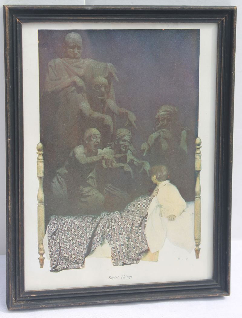 fine Maxfield Parrish print "Seein' Things" - 8 3/4" x: fine Maxfield Parrish print "Seein' Things" - 8 3/4" x 6 3/4" overall framed size