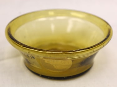 Early green glass small bowl - 1 1/2" tall x 3 3/4" diam