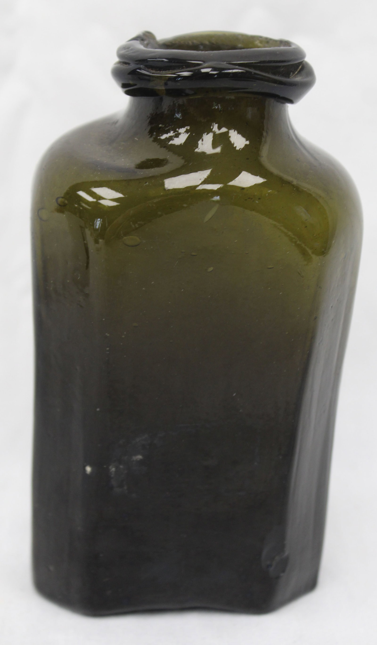 Early dark green glass hexagonal utility bottle - 5 1/2" tall (1 of 8)