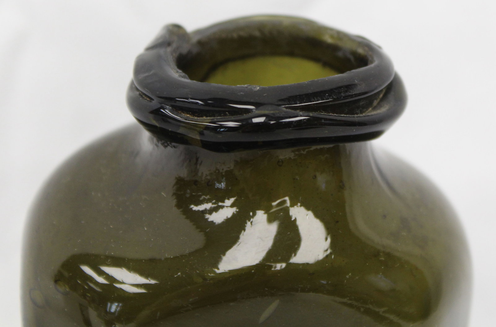 Early dark green glass hexagonal utility bottle - 5 1/2" tall - 2