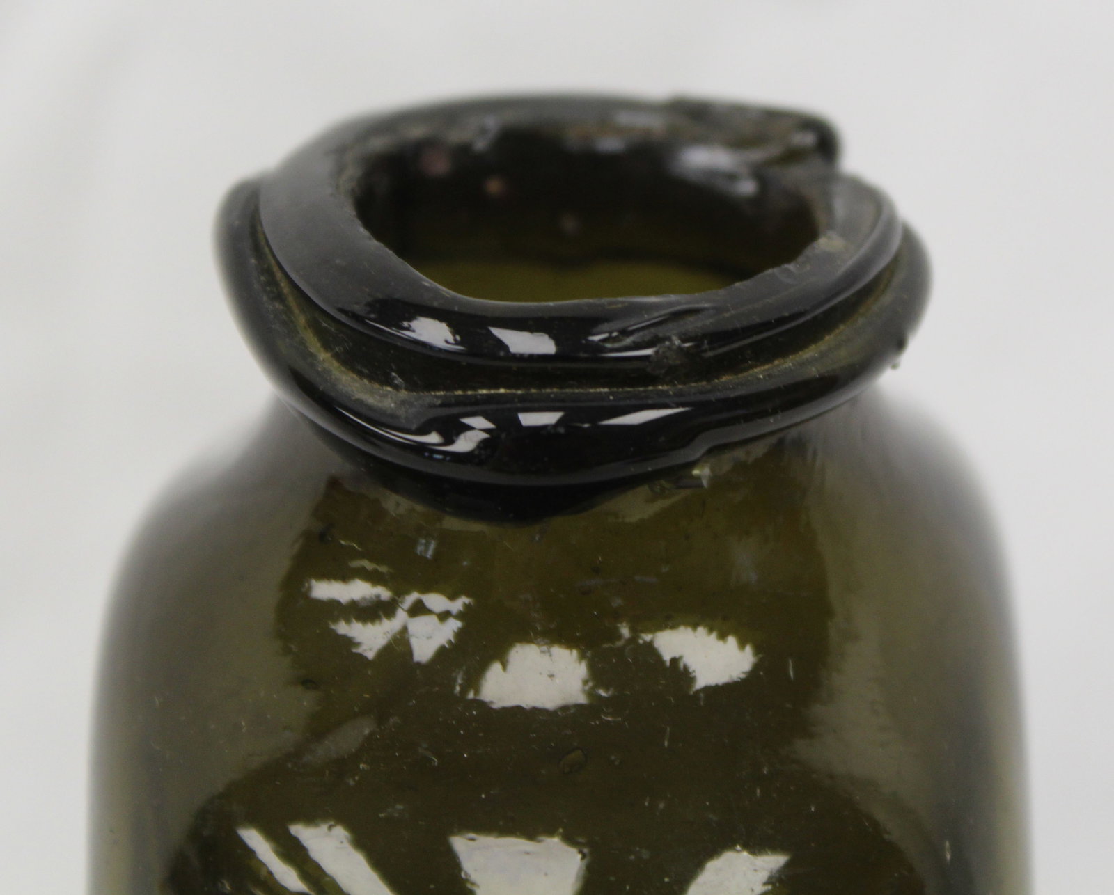 Early dark green glass hexagonal utility bottle - 5 1/2" tall - 4