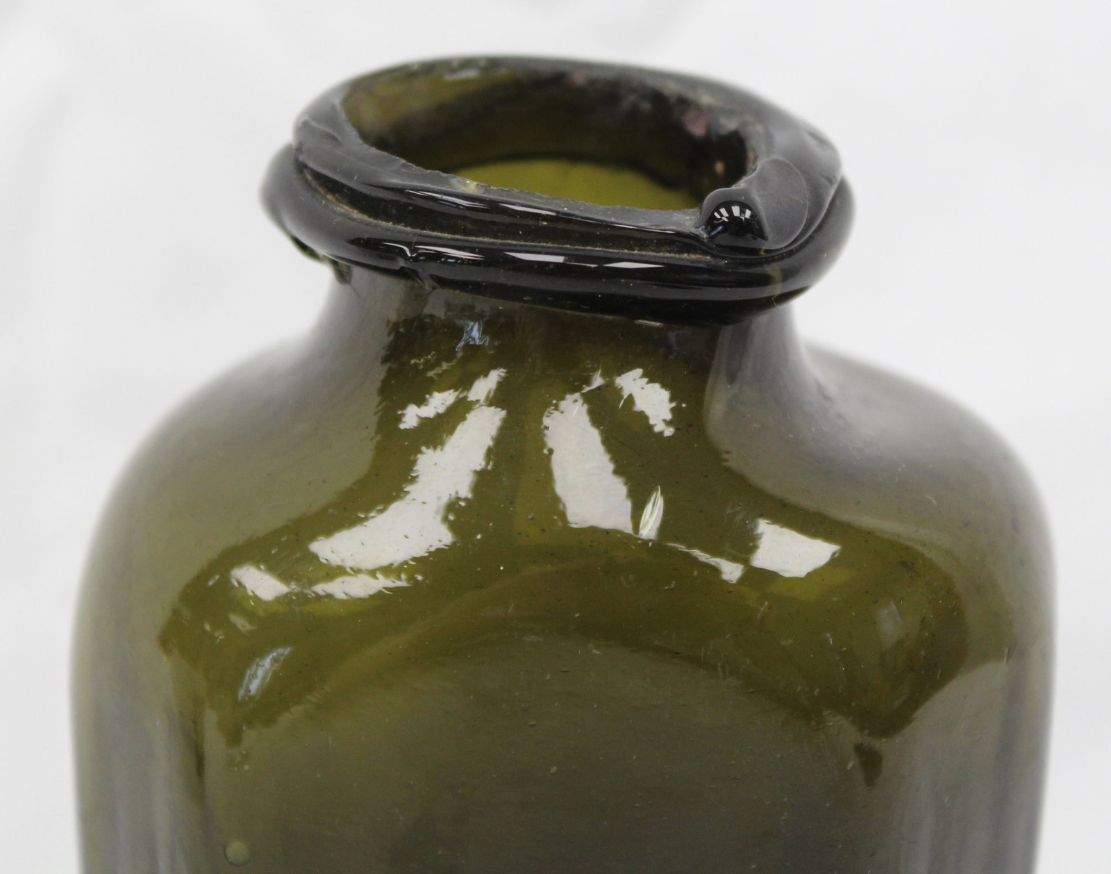 Early dark green glass hexagonal utility bottle - 5 1/2" tall - 6