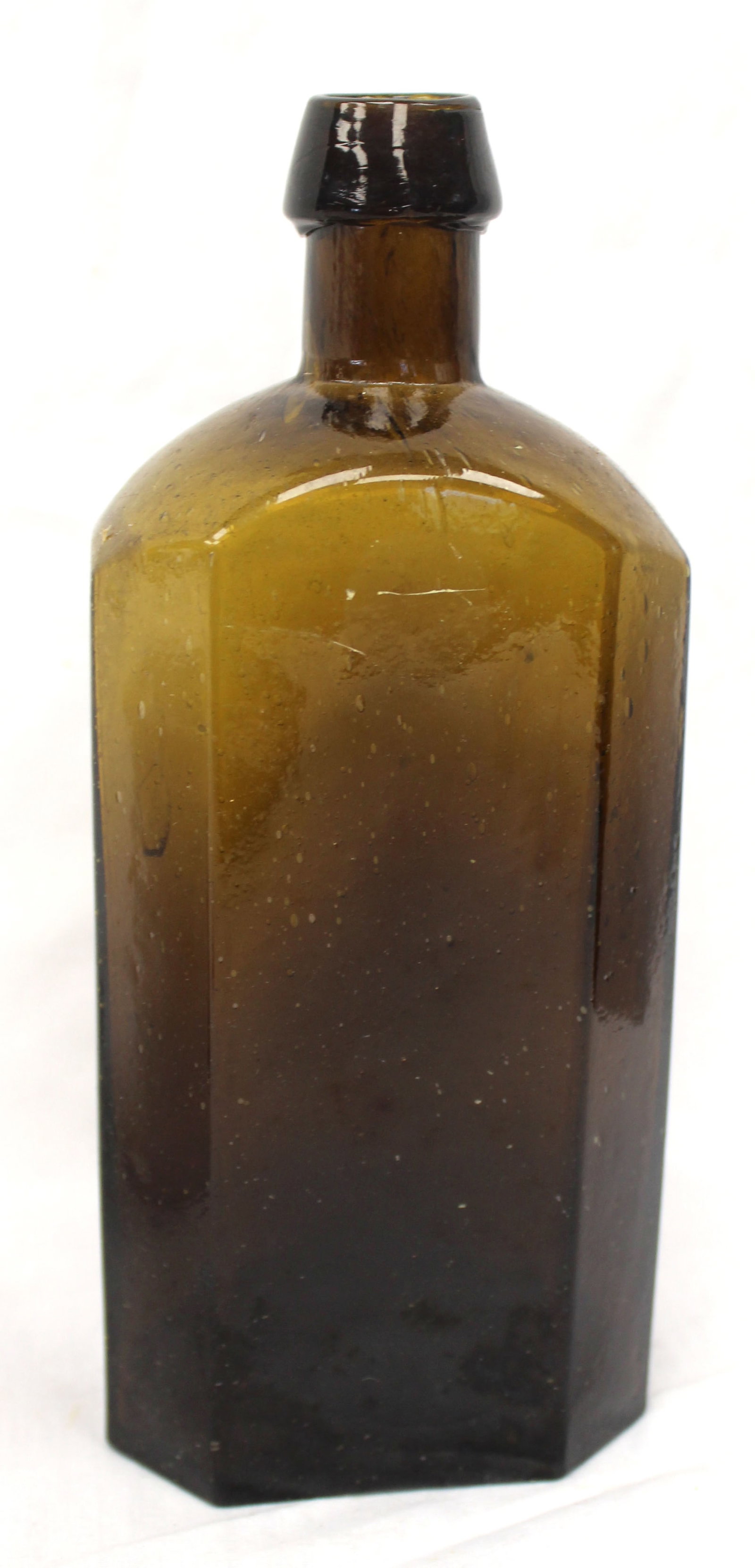 Early amber/brown glass bottle - 8 1/2" tall (1 of 7)