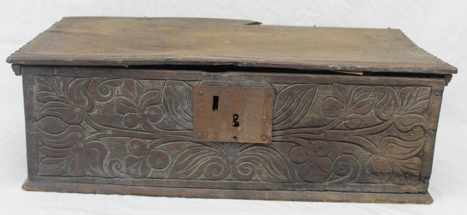18thC carved wooden bible box -8" tall x 24"x14" (1 of 16)