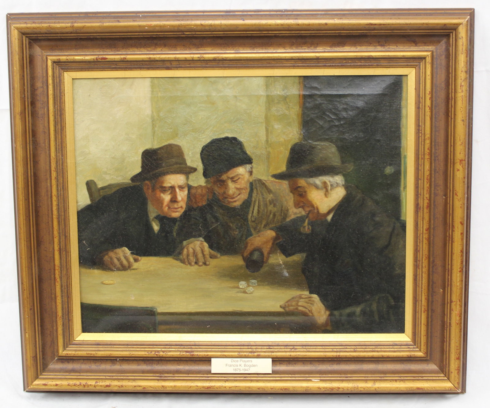 F.R. Bogdan o/c titled "Dice Game" with Kodner Gallery label on verso - overall framed size 22"x26" (1 of 10)