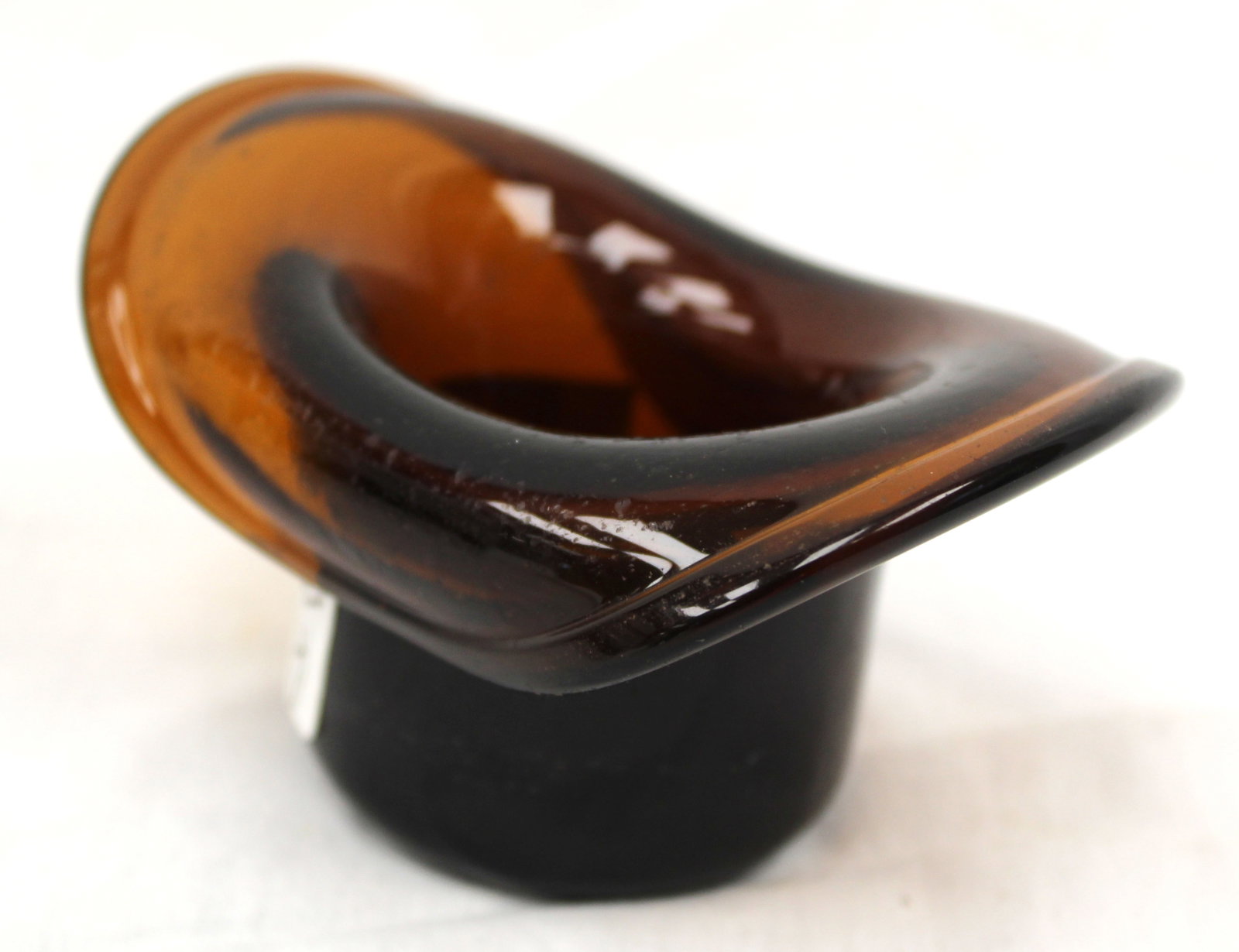 Early amber glass hat - 2 1/2" tall x 4"x3" (1 of 7)