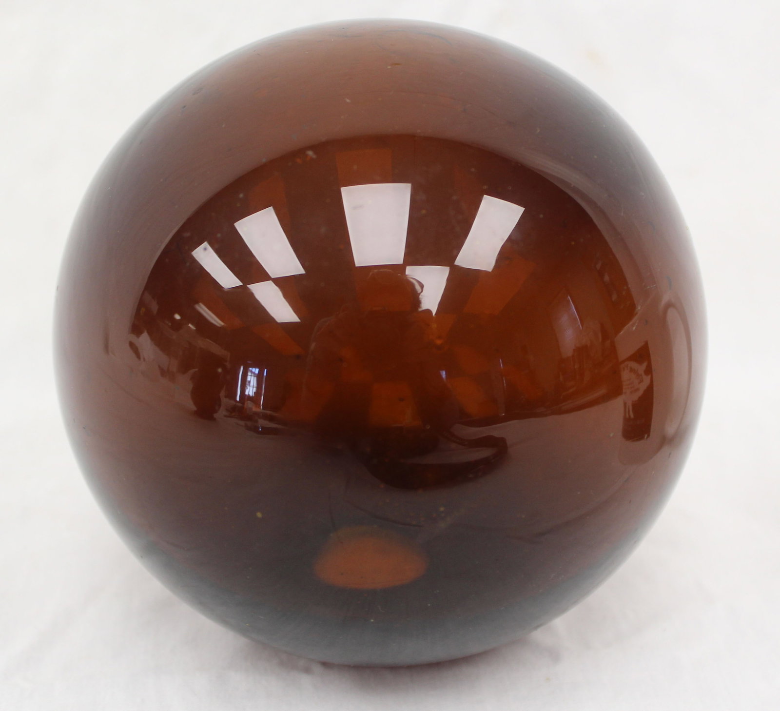 Early amber glass witch's ball - 5 1/2" diam (1 of 5)