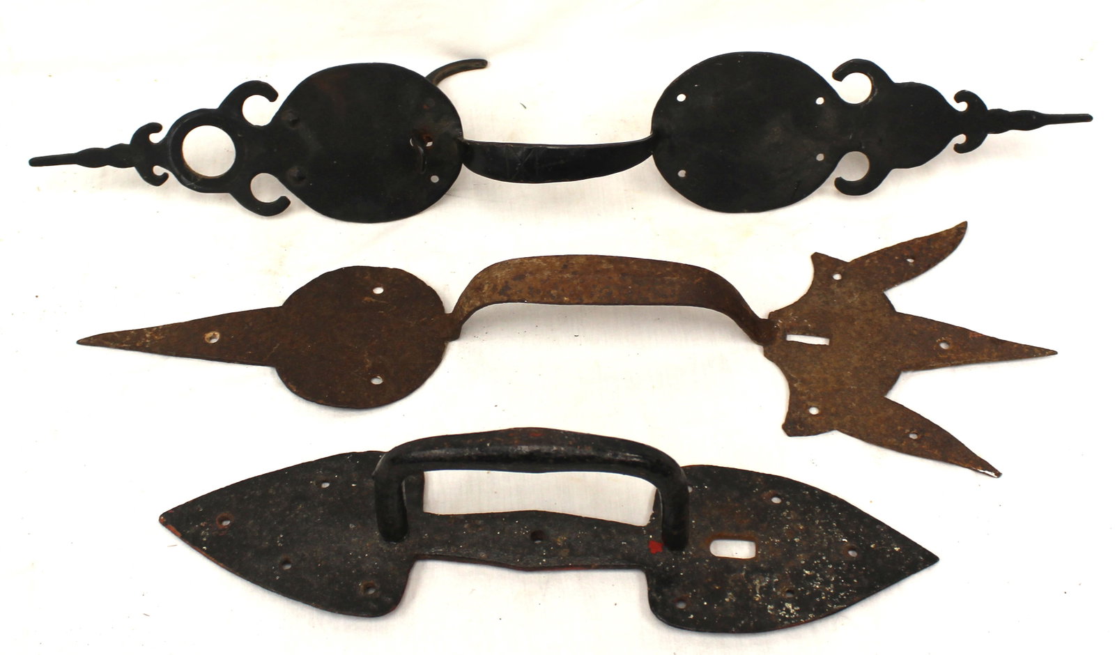 Lot of 3 antique iron door latch/handles - 16", 22" & 23" (1 of 8)
