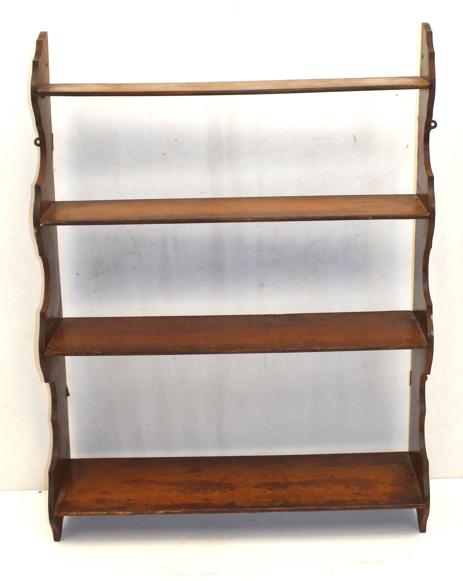 Antique 4 tier shaped sided wall shelf - 36" tall x 26"x8" (1 of 4)
