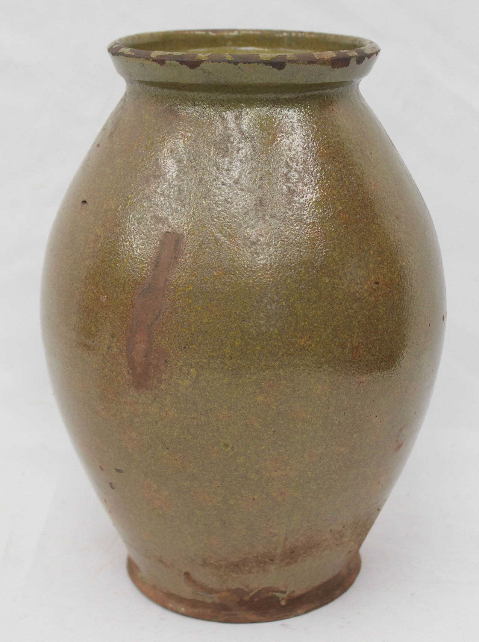 Antique redware ovoid jar - 10 1/2" tall (1 of 7)