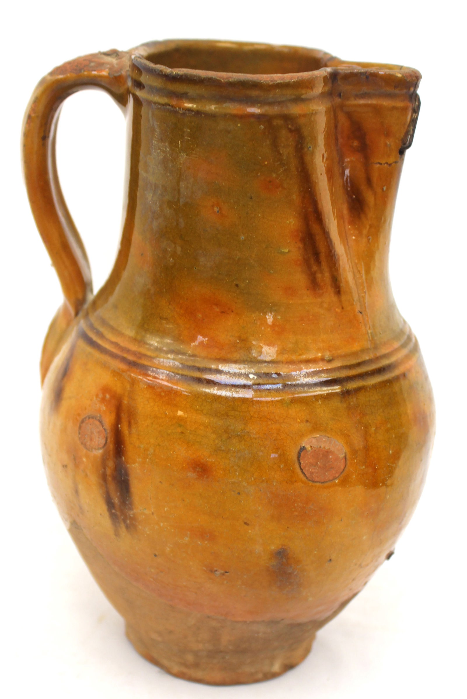 Antique redware pitcher - 9 1/2" tall: Antique redware pitcher - 9 1/2" tall