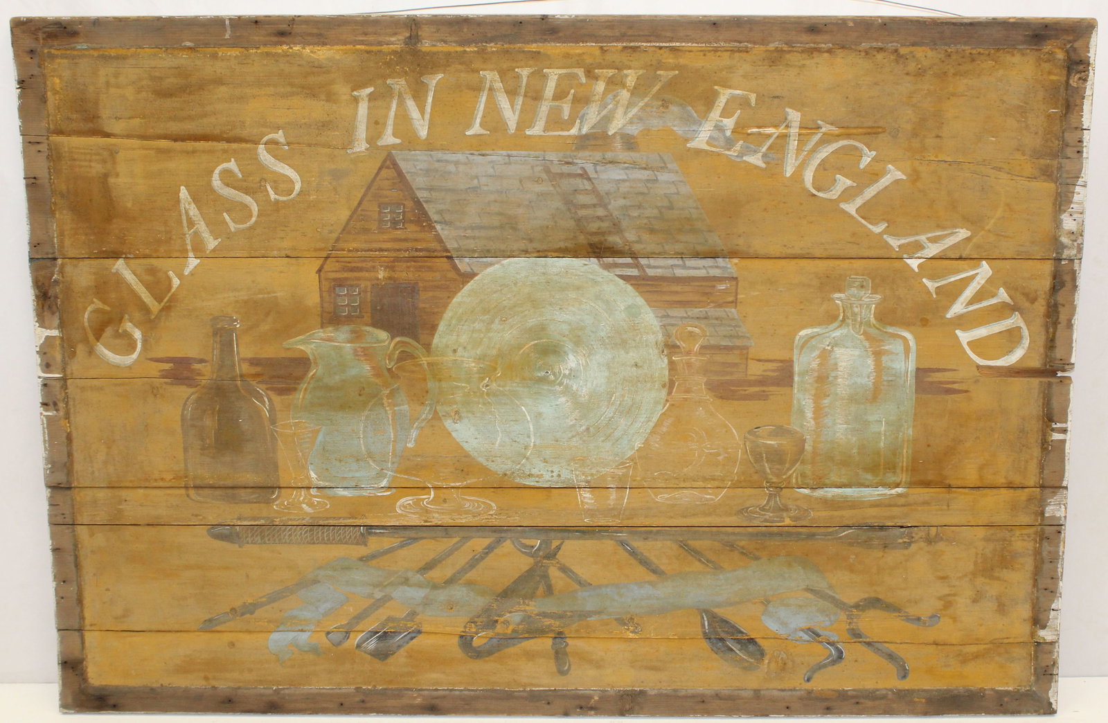 Folk Art wooden painted sign "Glass In New England" - This sign was in Matt's personal collection (1 of 7)