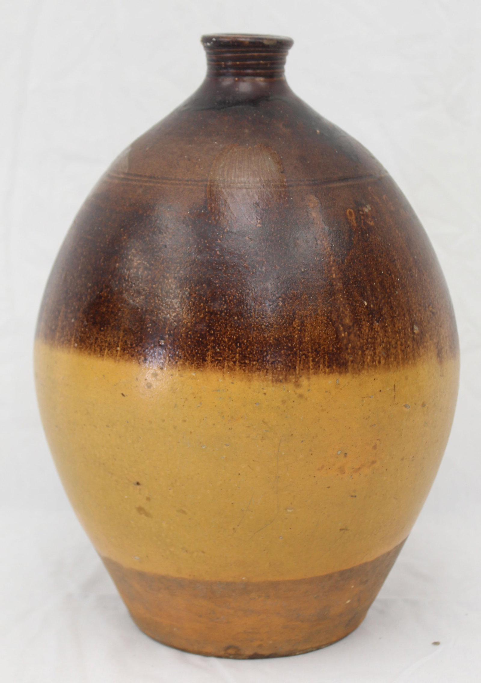 Antique stoneware ovoid double dipped jug - 14 1/2" tall (1 of 8)